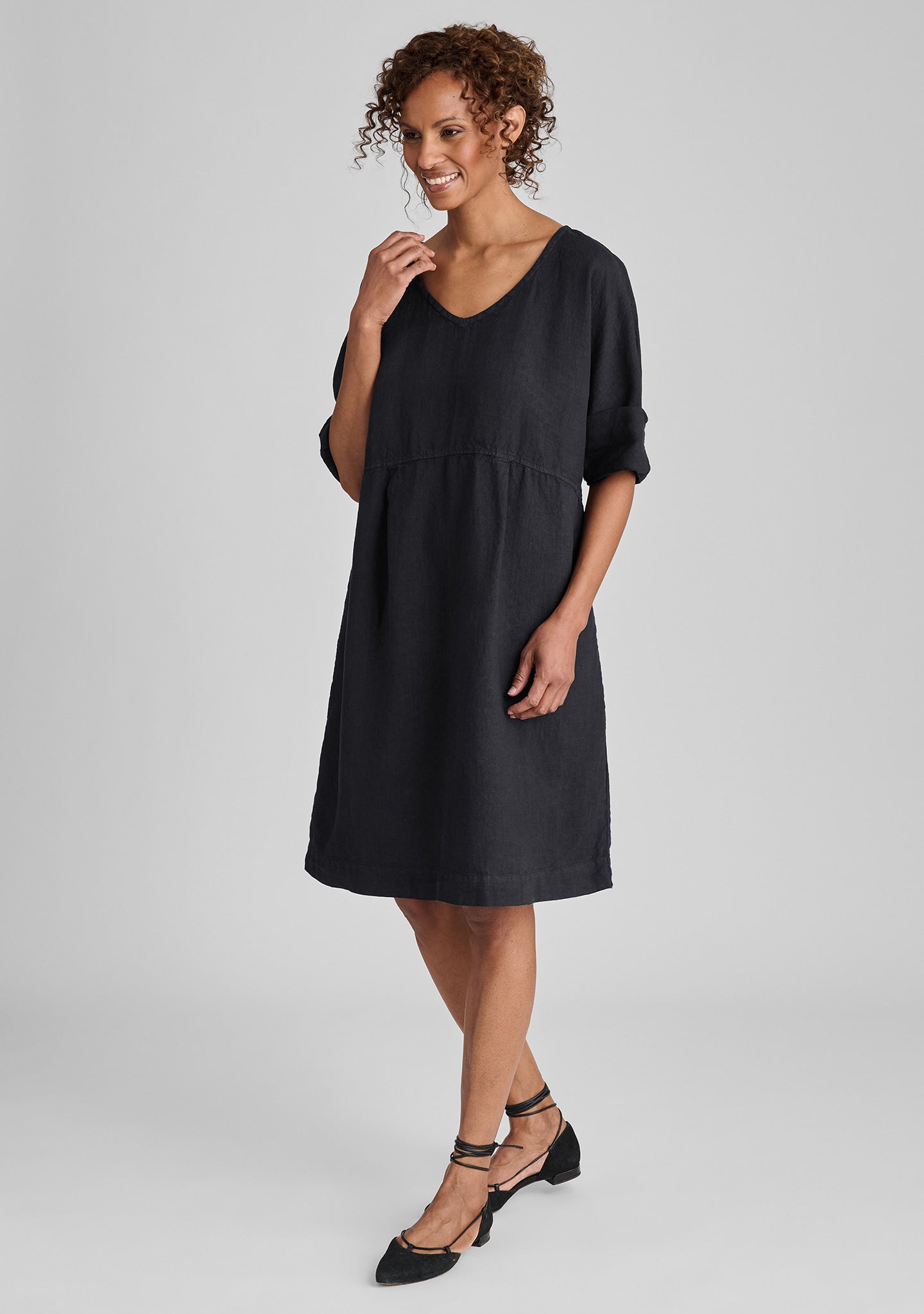 dolman dress linen dress black