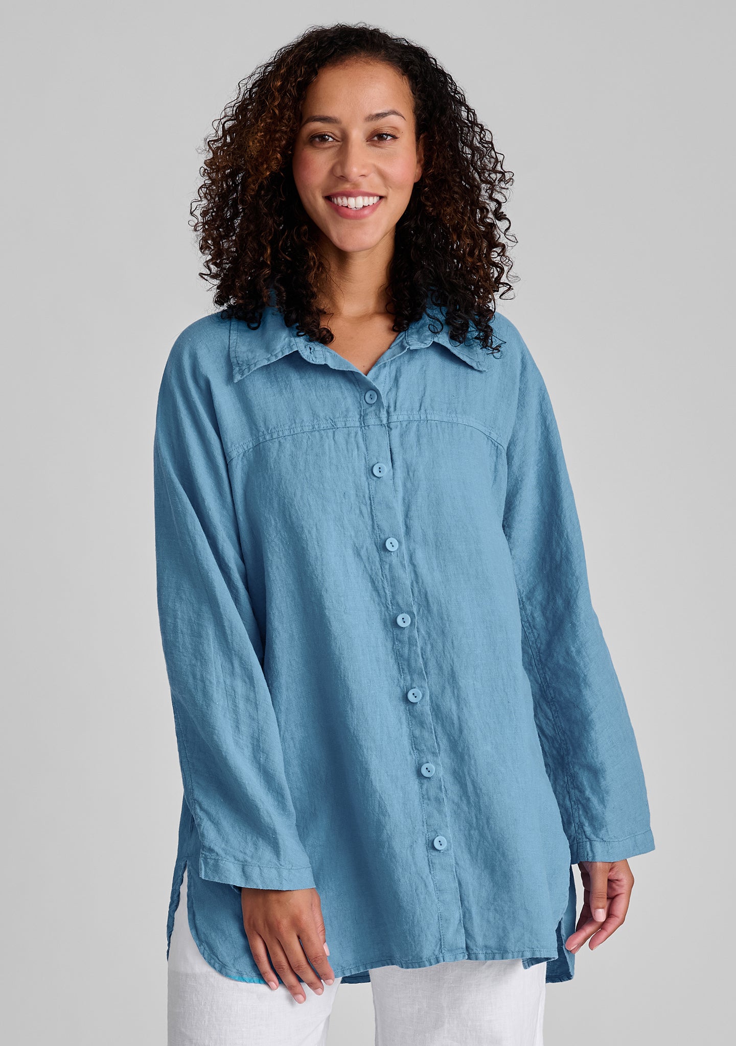 dramatic shirt linen button down shirt blue