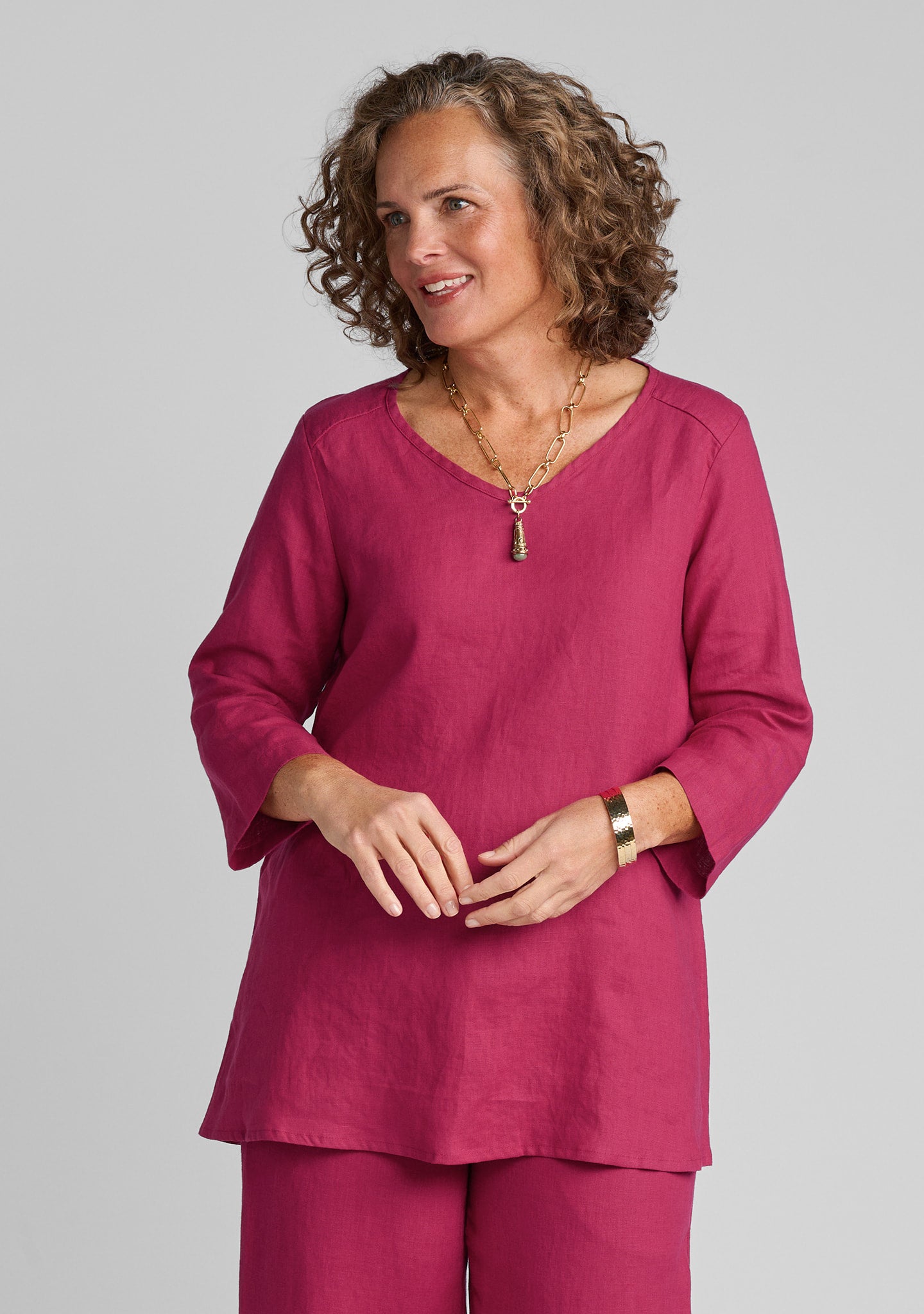 Dreamy Top - Linen Pullover - Fuchsia