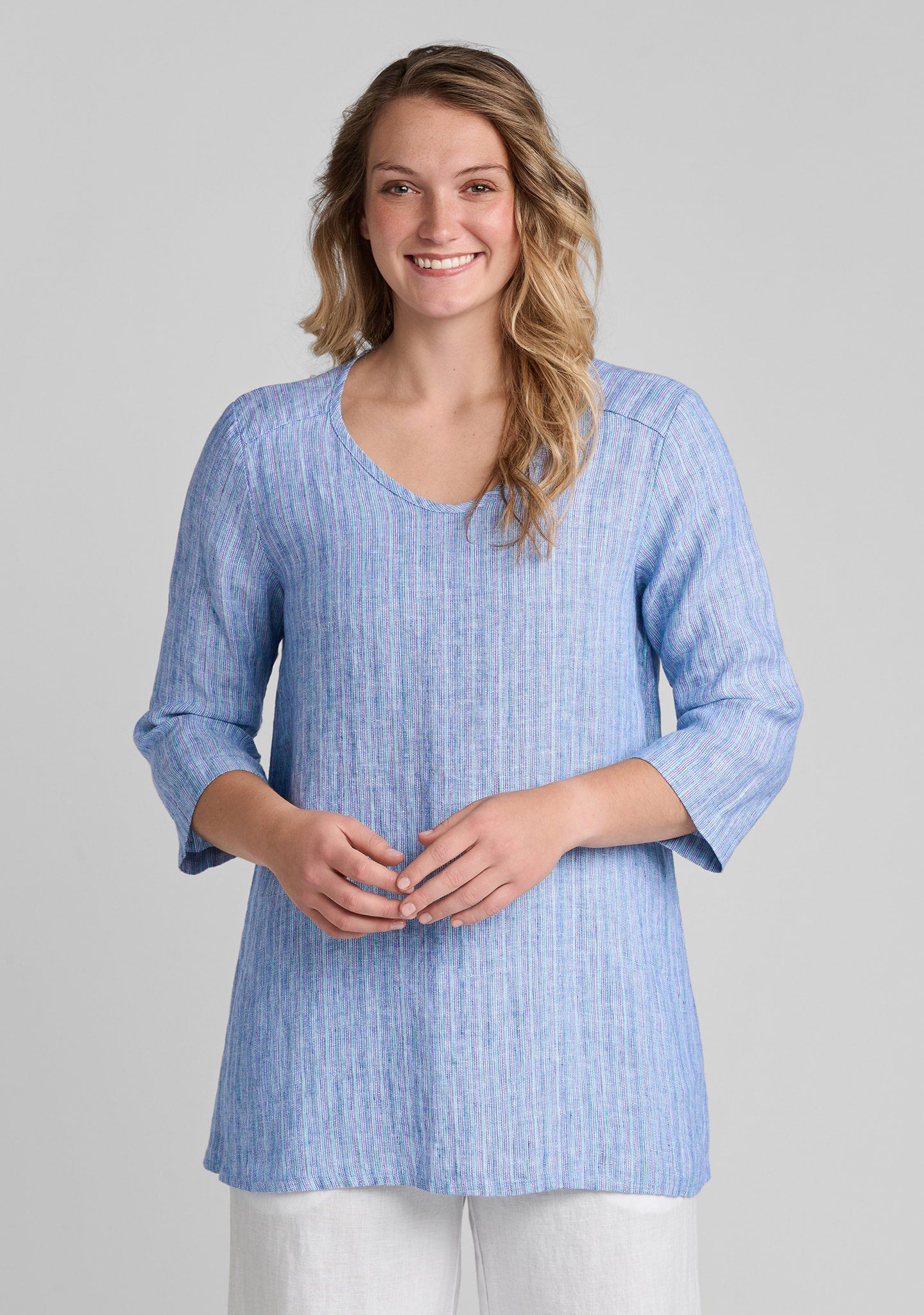 Dreamy Top - Linen Pullover - Ocean Stripe