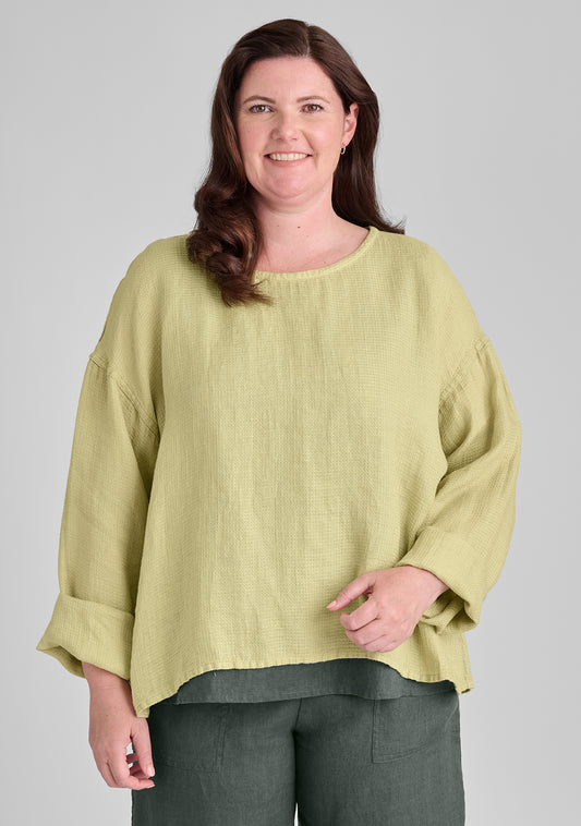 easy tee long sleeve linen tee green