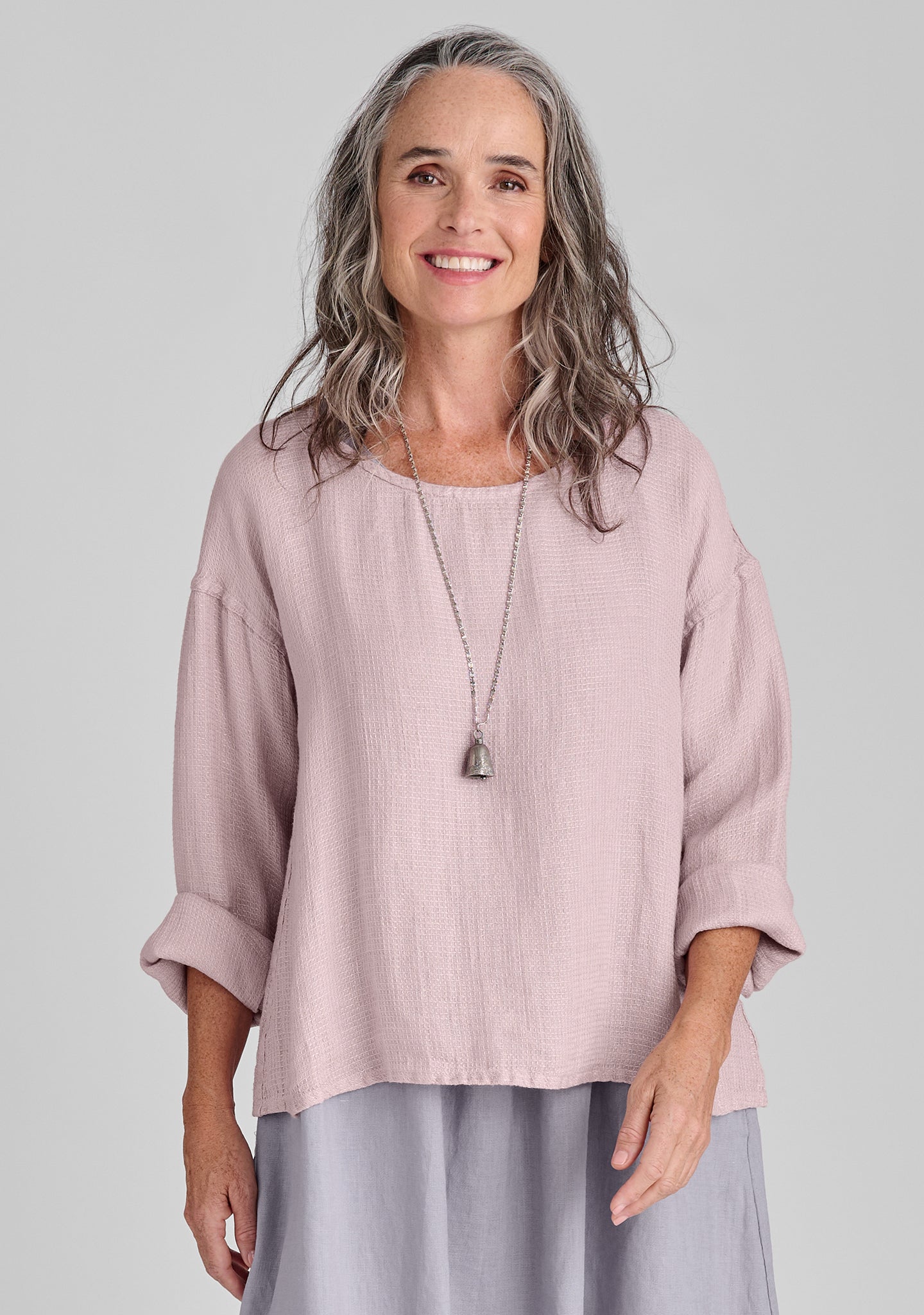 easy tee long sleeve linen tee pink