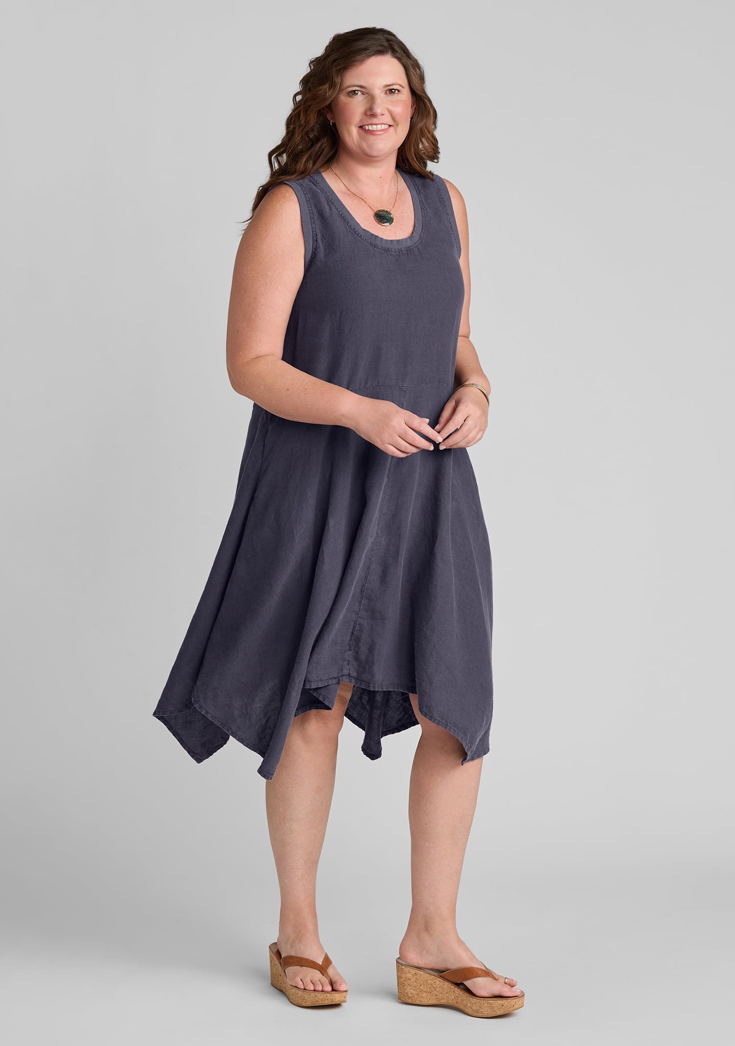 edgy dress sleeveless linen dress blue