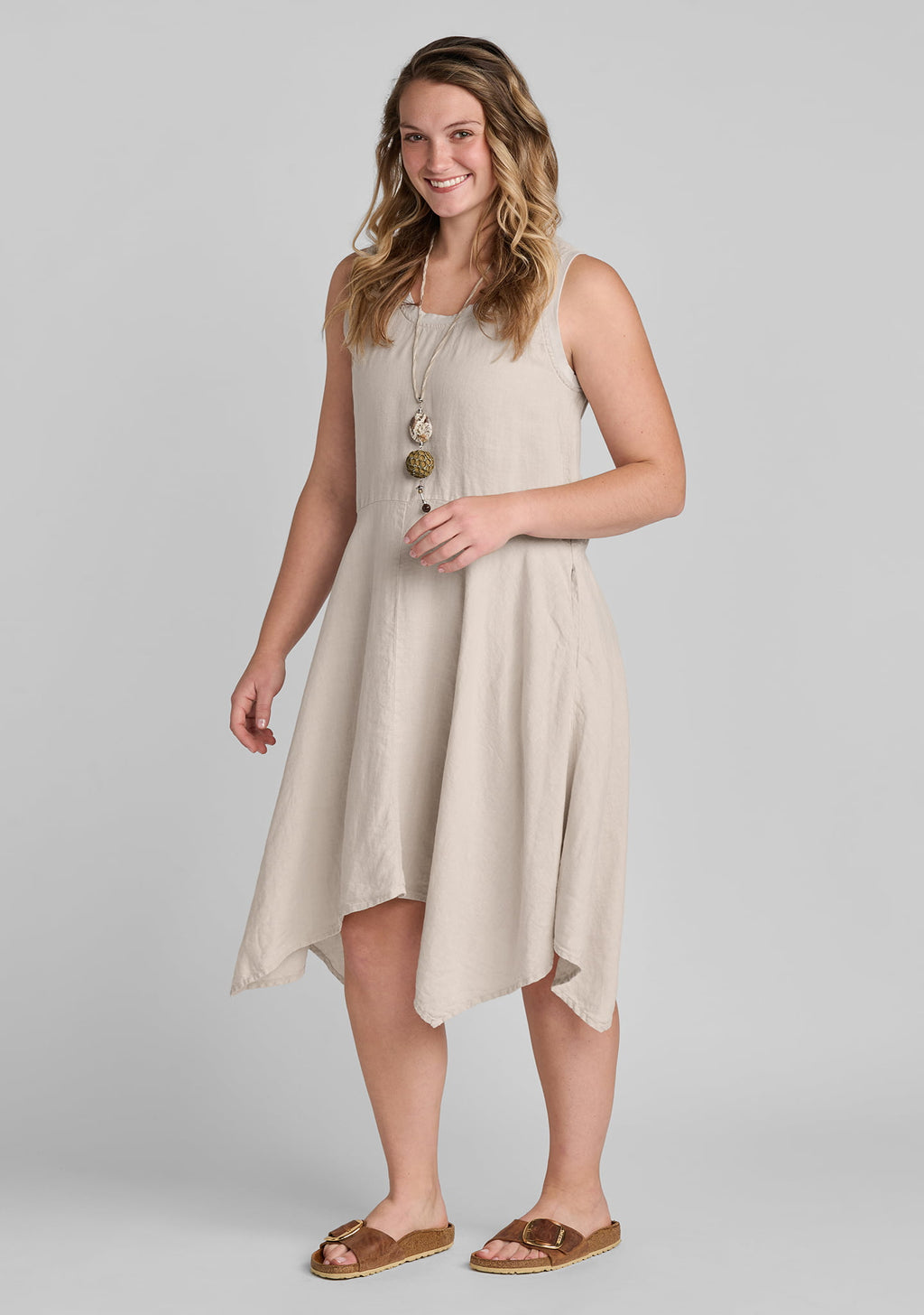 edgy dress sleeveless linen dress natural