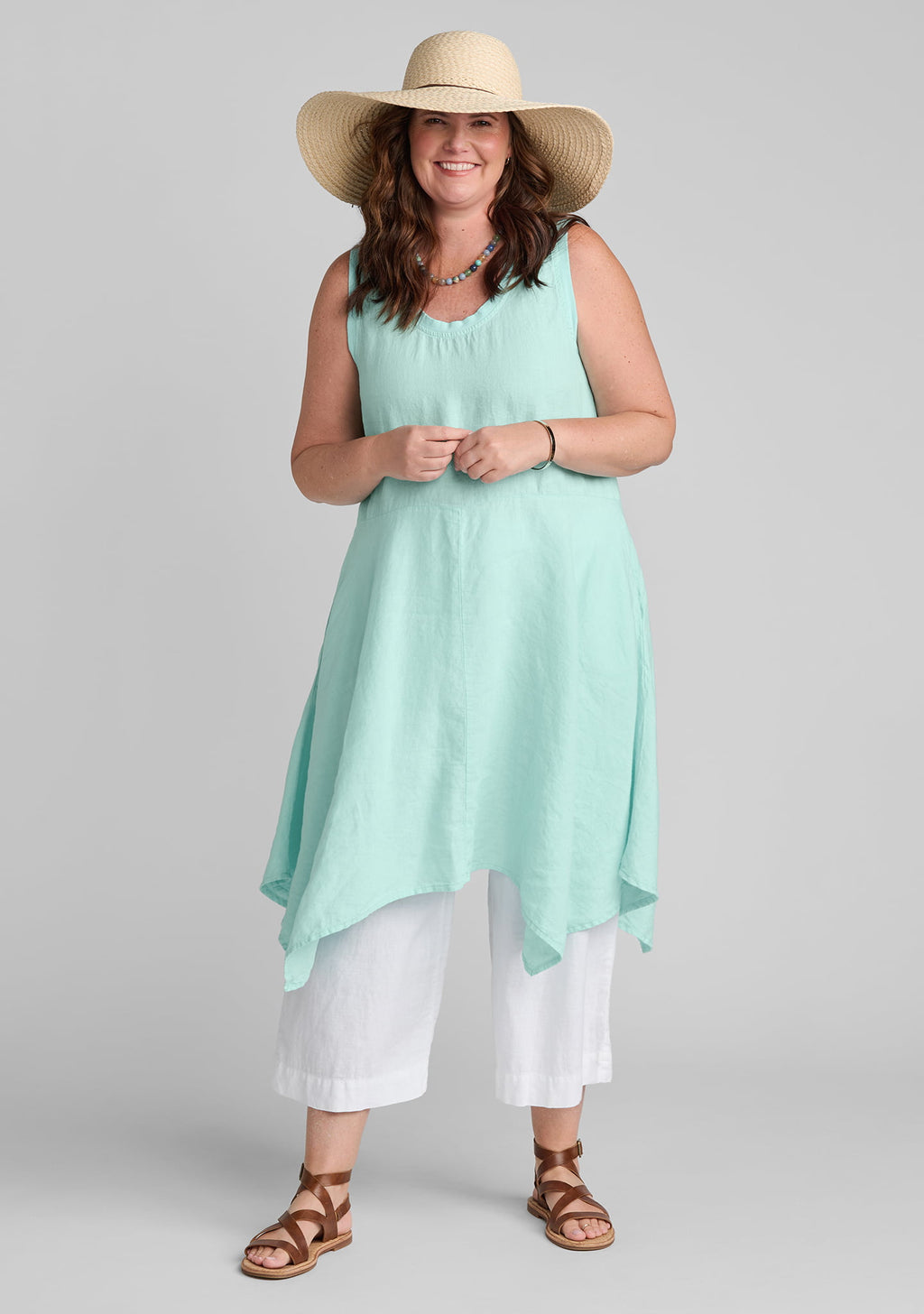 edgy dress sleeveless linen dress green