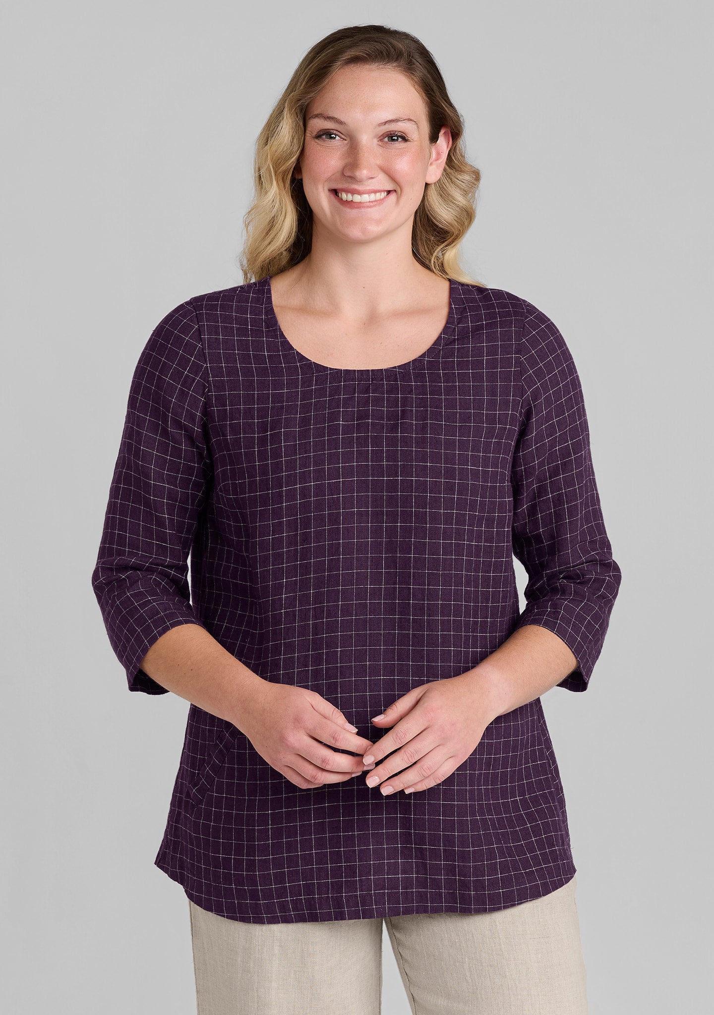 back up tunic linen tunic purple