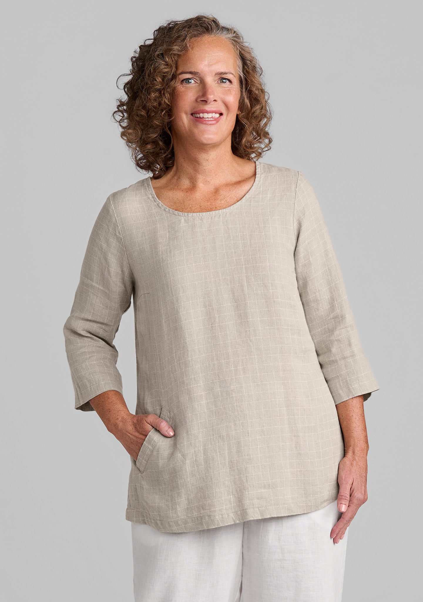 Back Up Tunic - Linen Tunic - FINAL SALE - Natural Windowpane