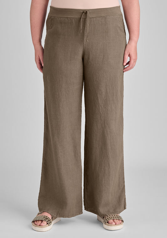 flat iron pant linen drawstring pants brown