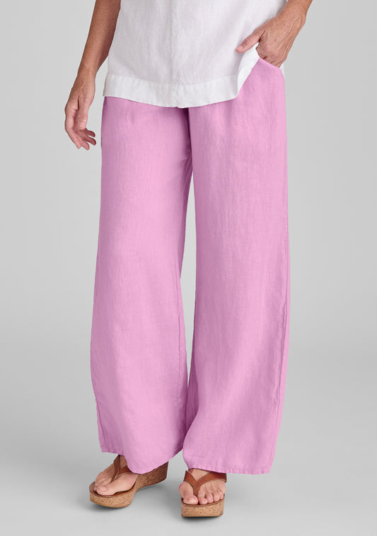 flat iron pant linen drawstring pants pink