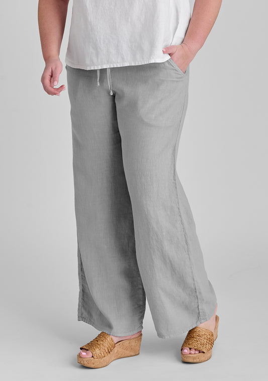 flat iron pant linen drawstring pants grey