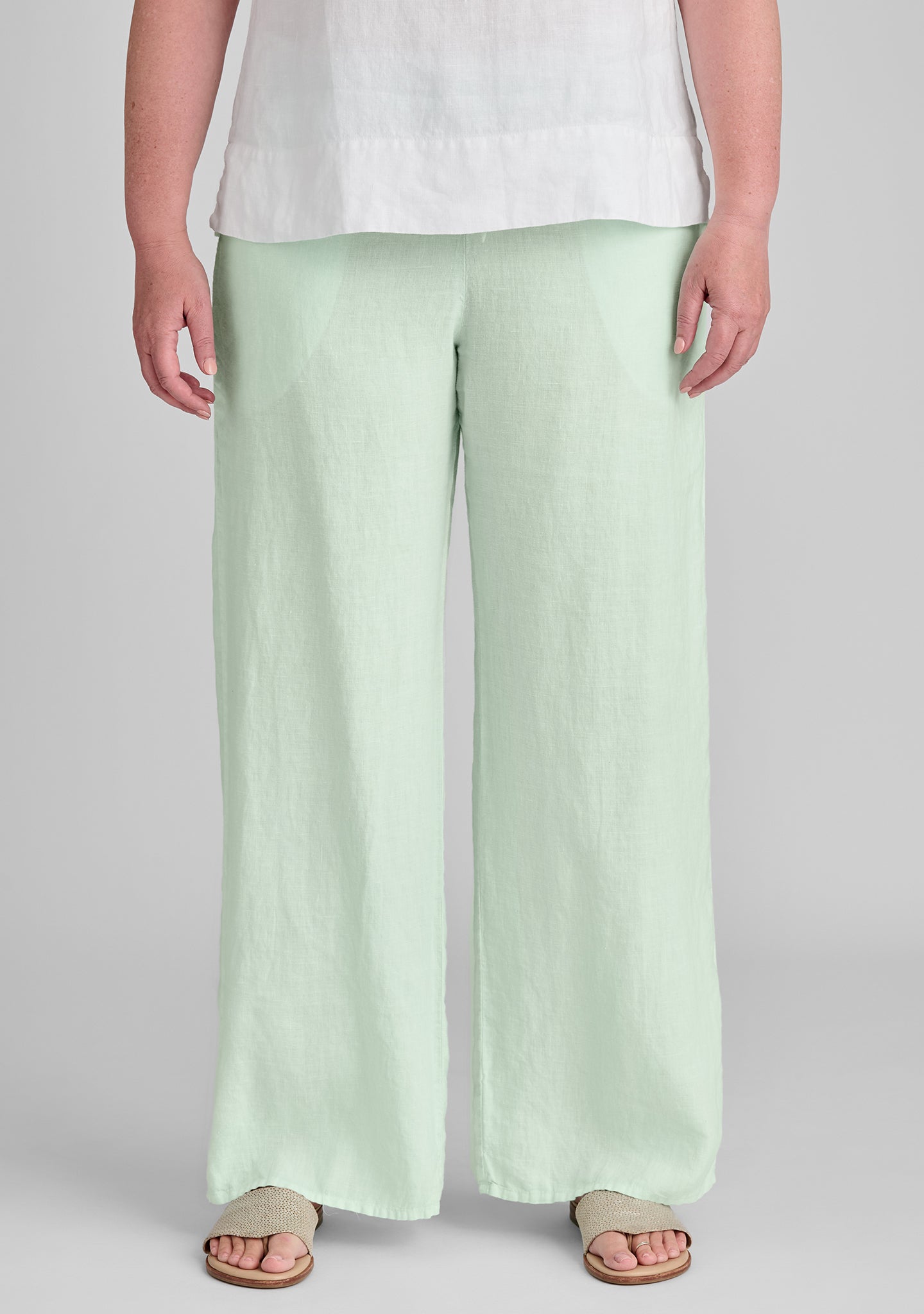 flat iron pant linen drawstring pants green