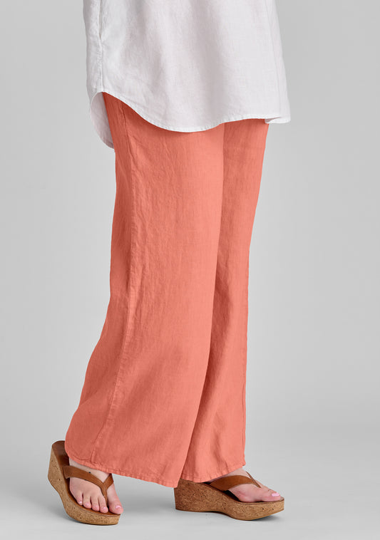 flat iron pant linen drawstring pants orange
