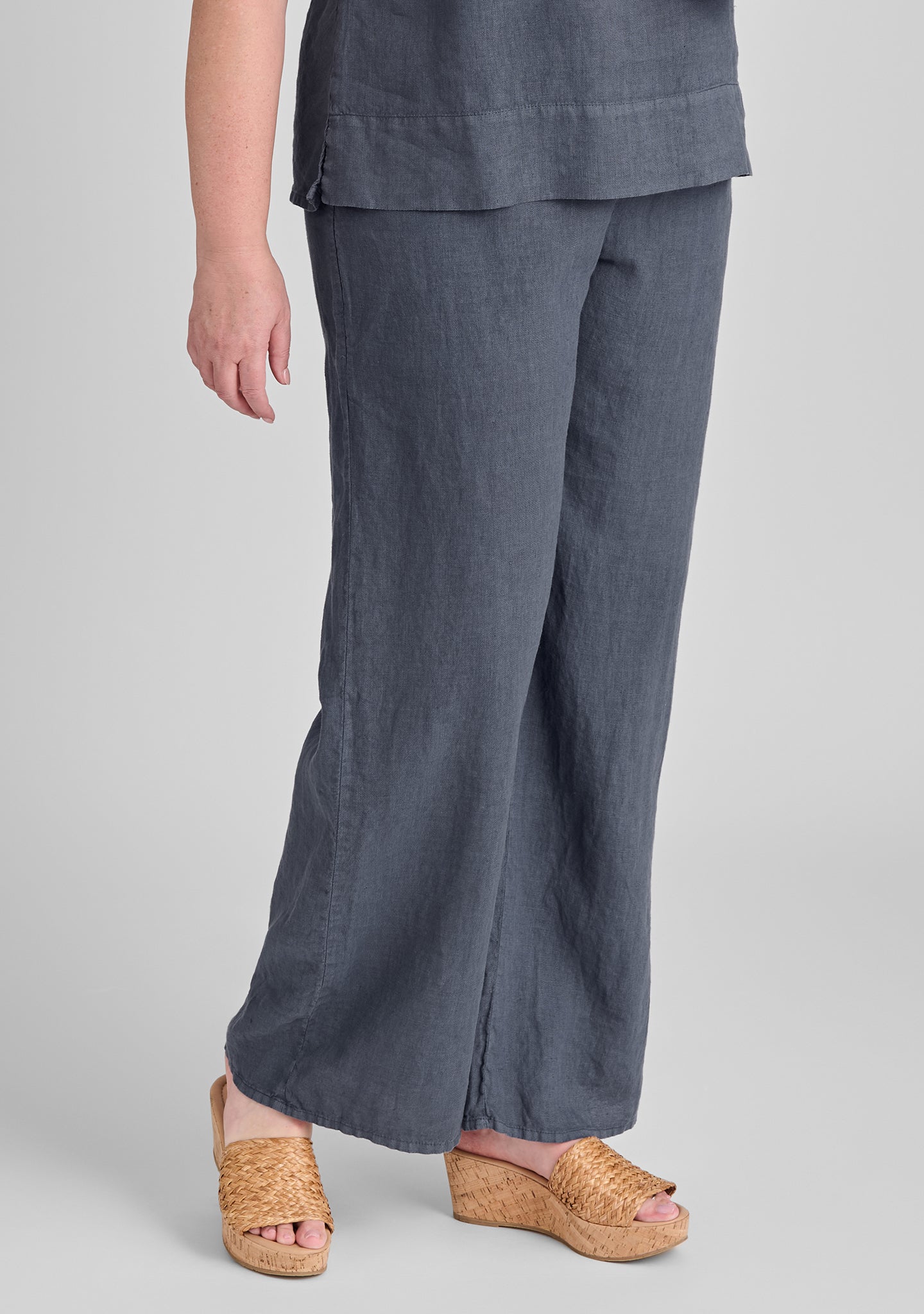 flat iron pant linen drawstring pants blue