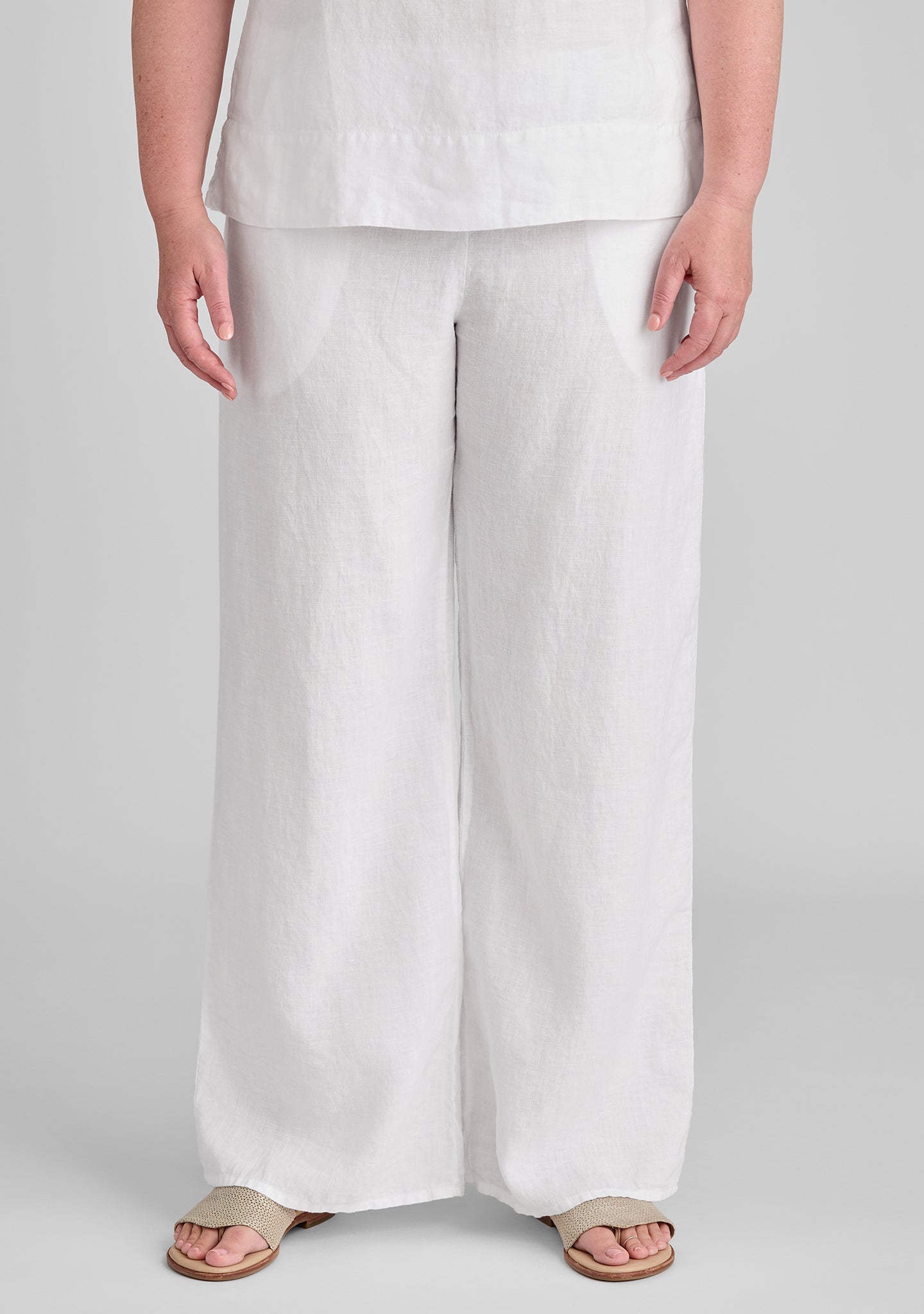 flat iron pant linen drawstring pants white