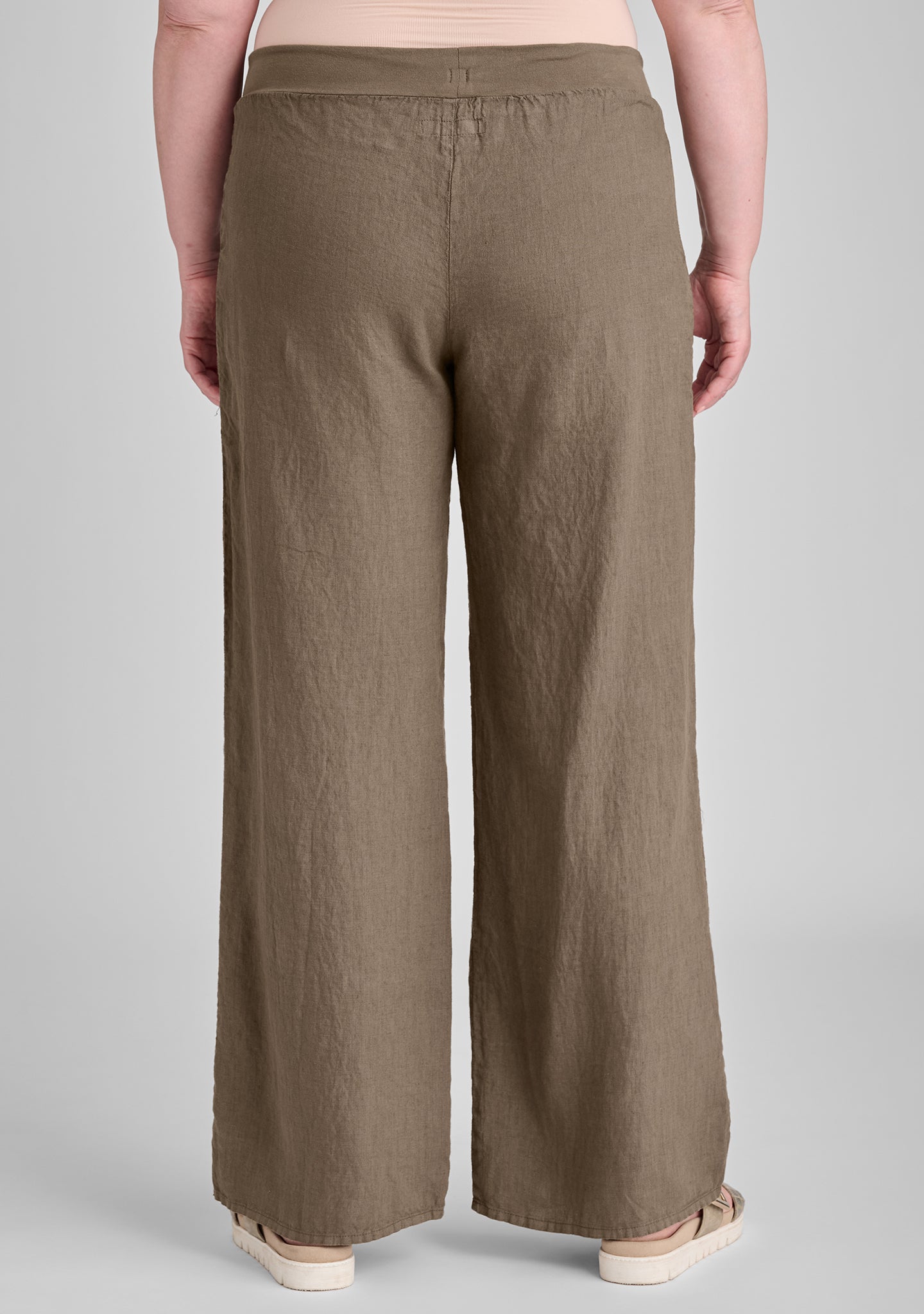 flat iron pant linen drawstring pants details