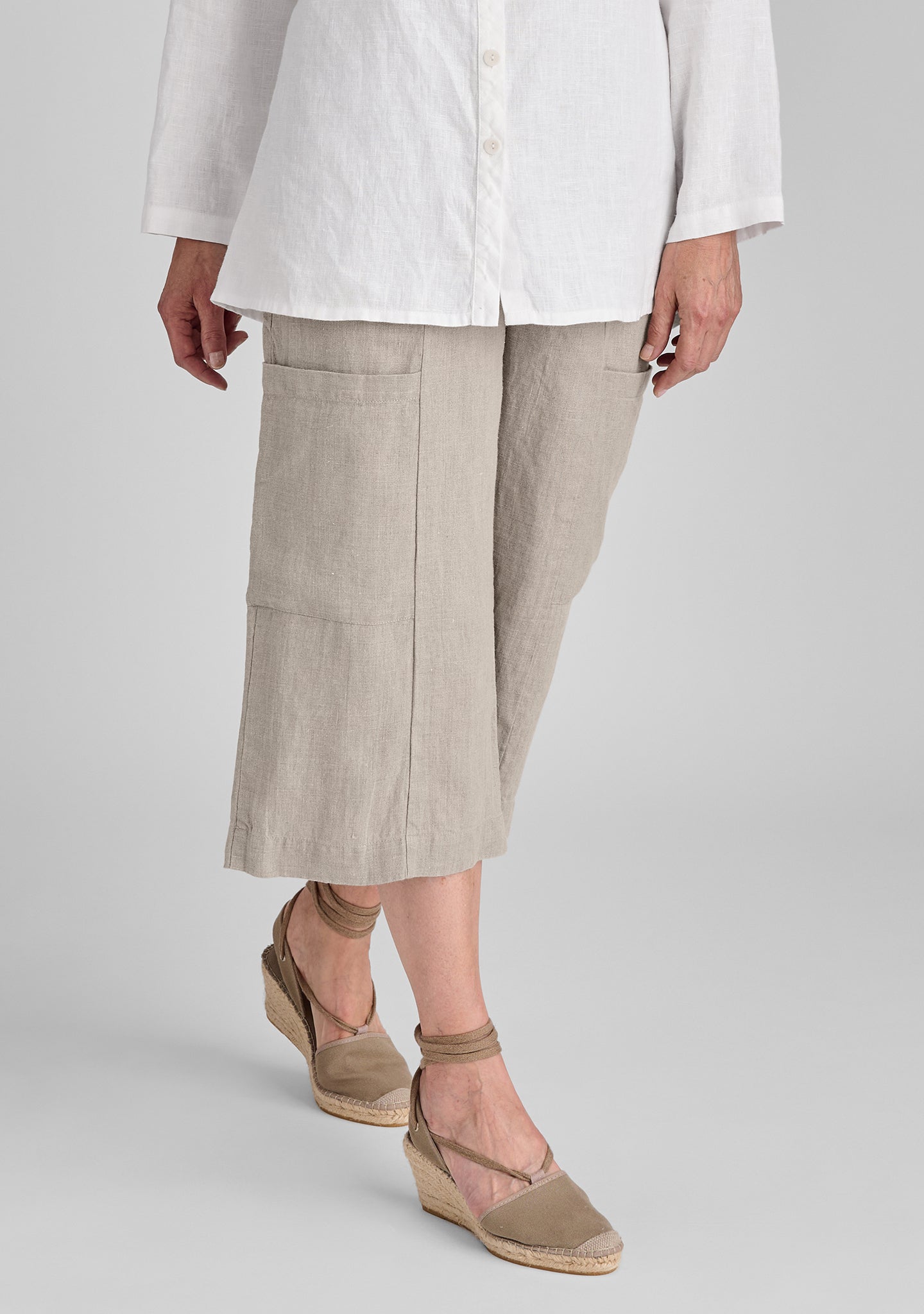 flattering crop linen pants natural