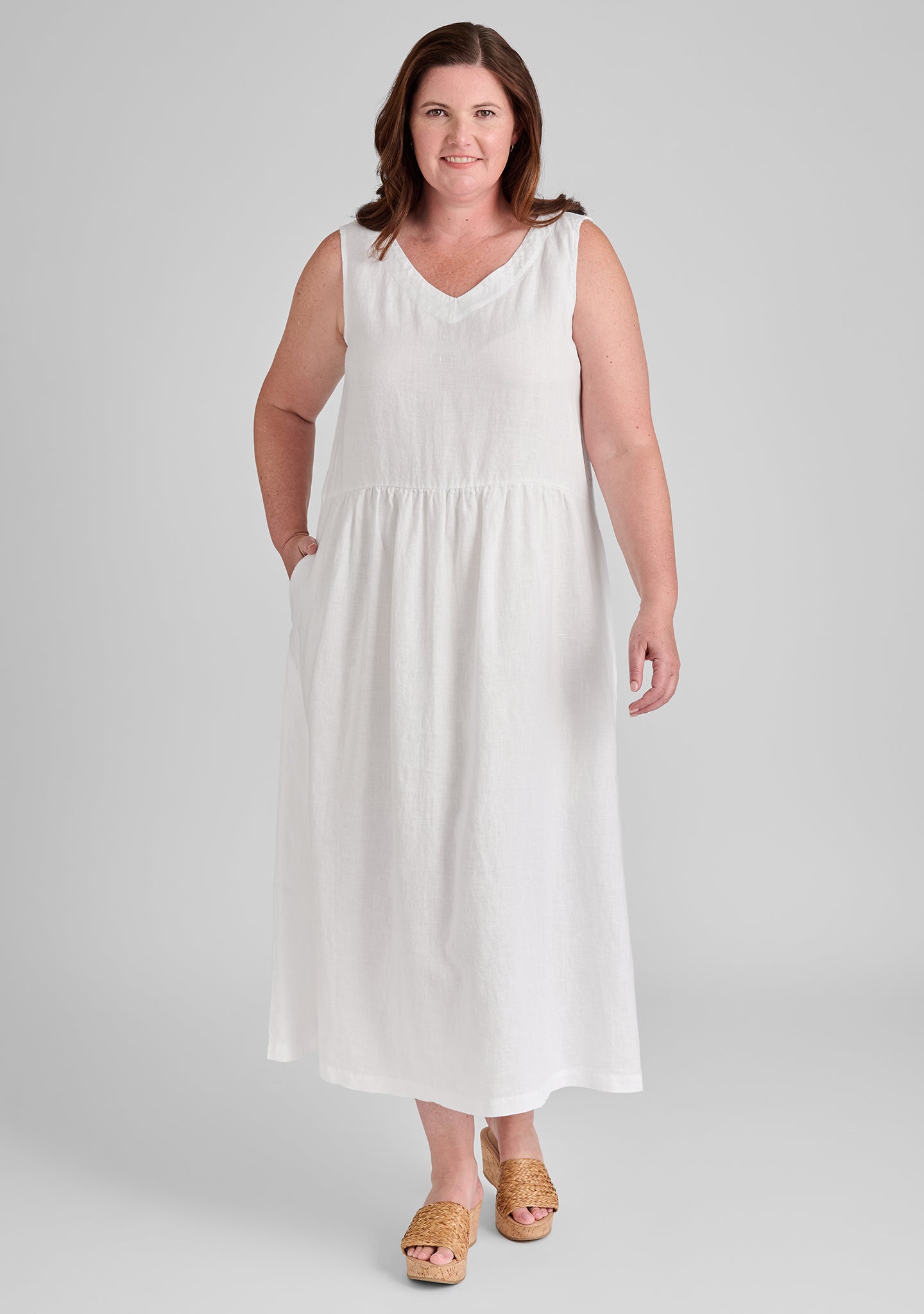 flaxfull dress linen maxi dress white