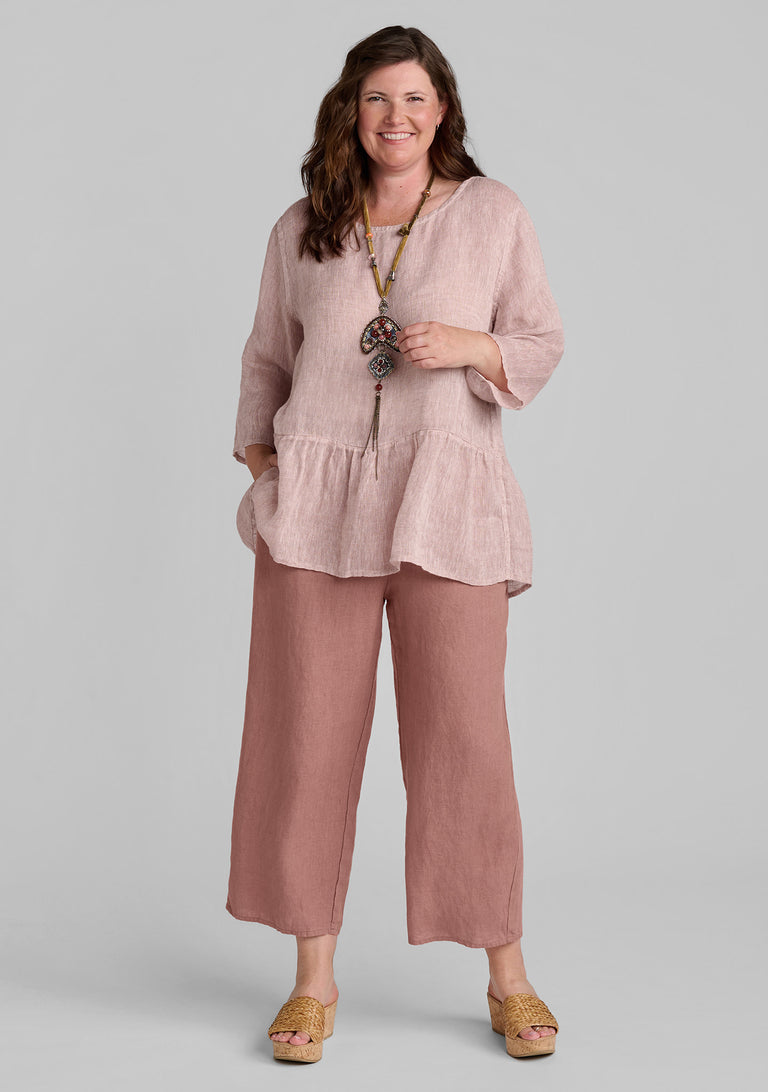 FLAX pink linen shirt with pink linen pants