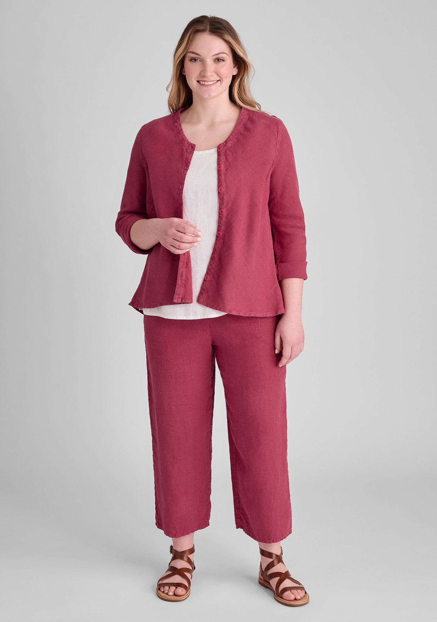 Floods - Linen Pants With Elastic Waist - FINAL SALE – FLAX