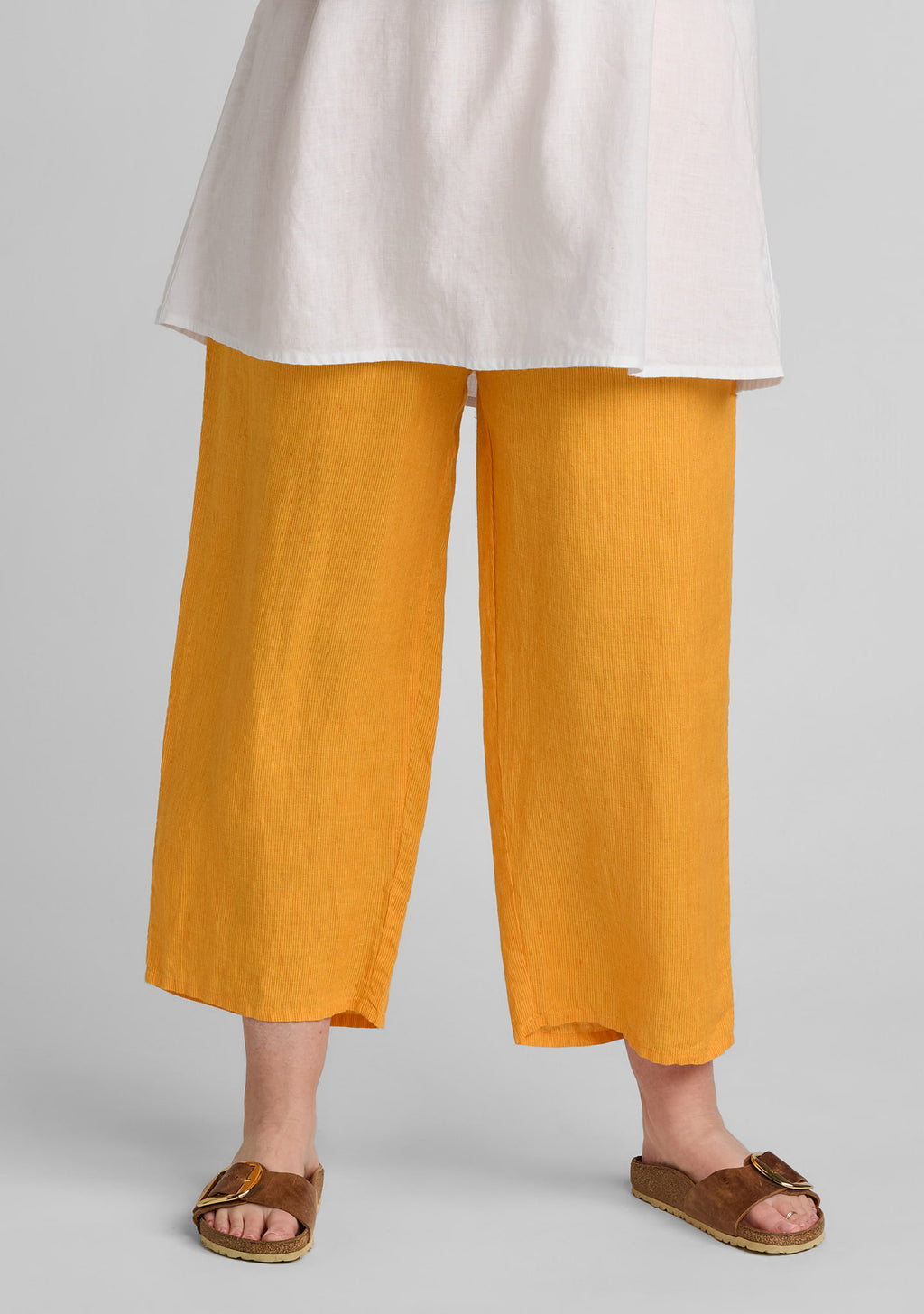 floods linen pants with elastic waist orange