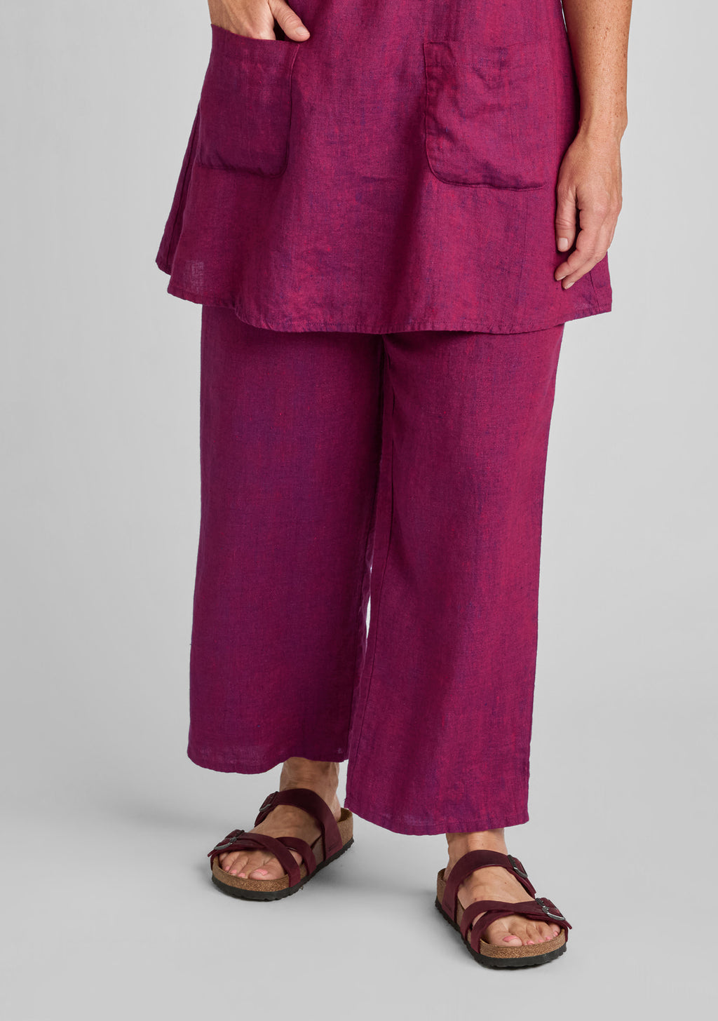 floods linen pants with elastic waist red