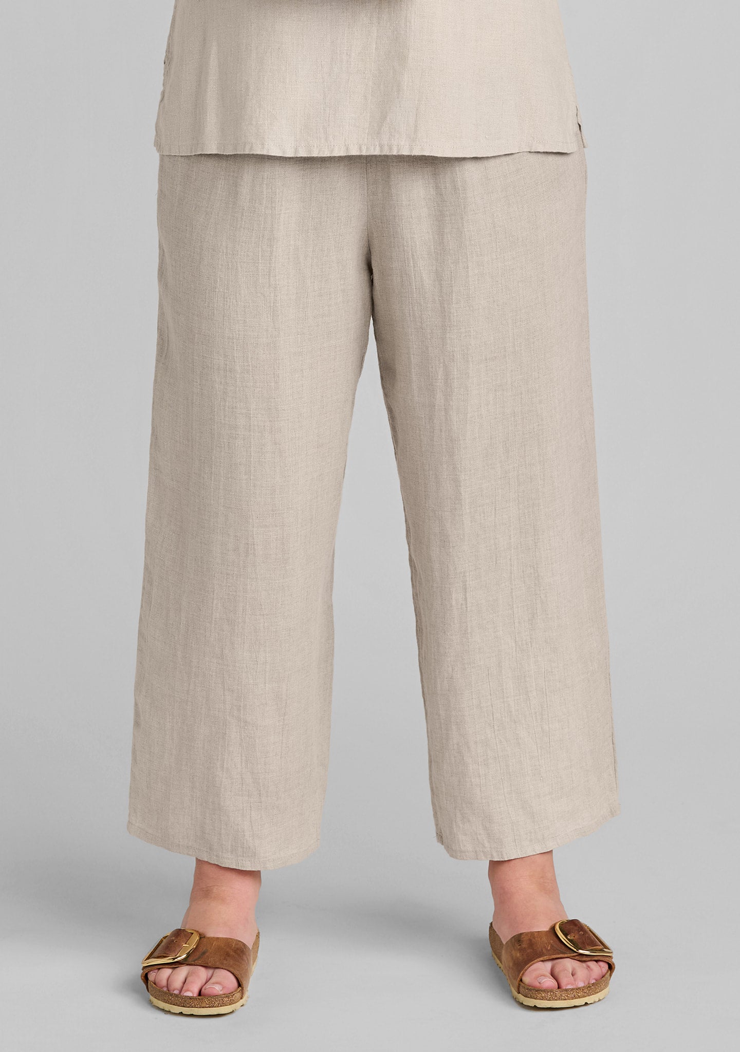 floods linen pants with elastic waist natural