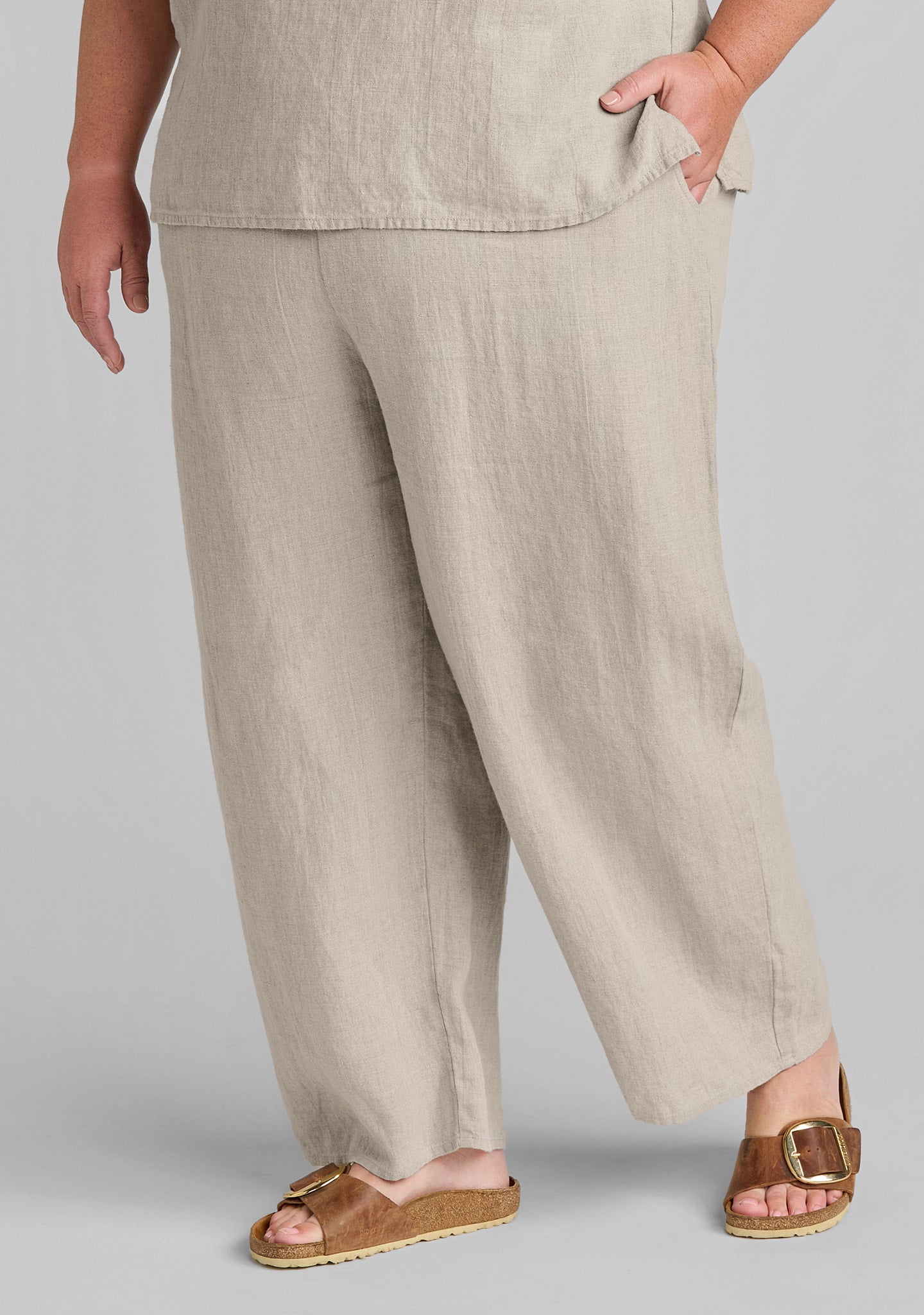 Floods - Linen Pants With Elastic Waist