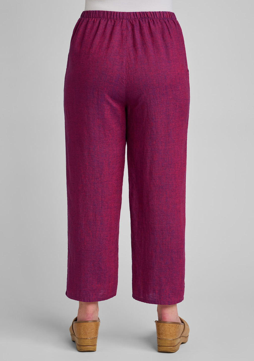 back view of linen pants in red