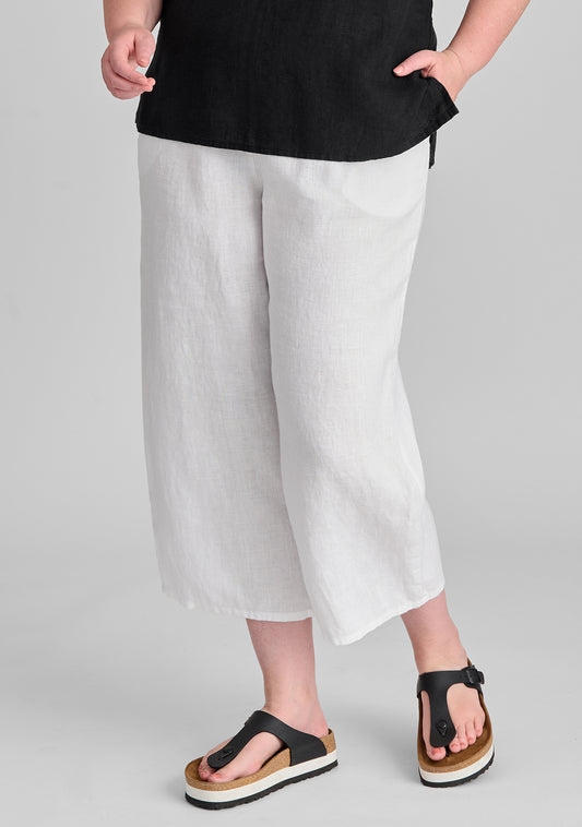 floods linen pants with elastic waist white