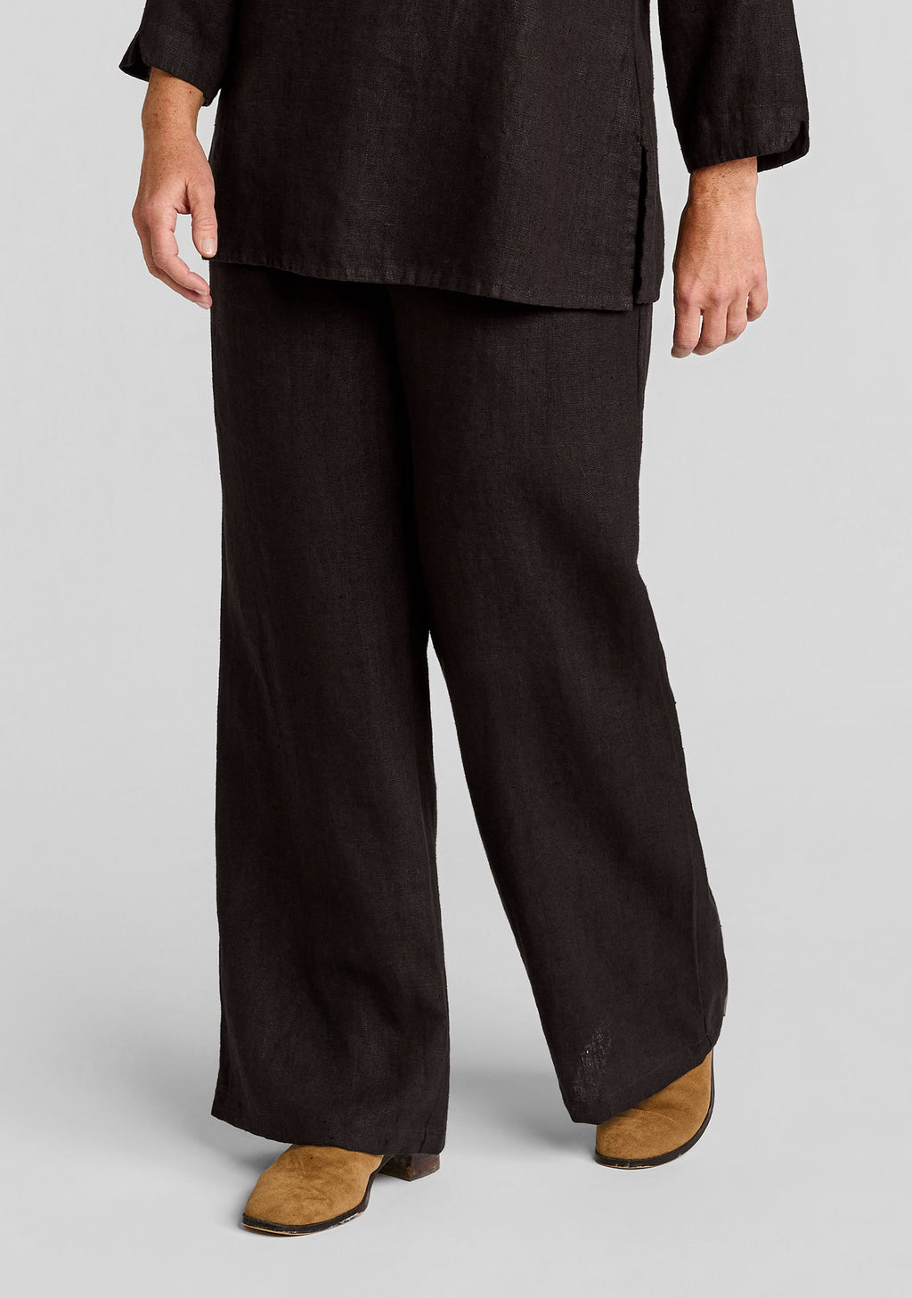 flowing pant linen pants with elastic waist brown