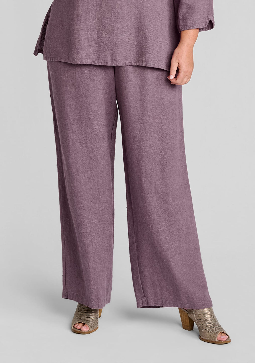 flowing pant linen pants with elastic waist purple