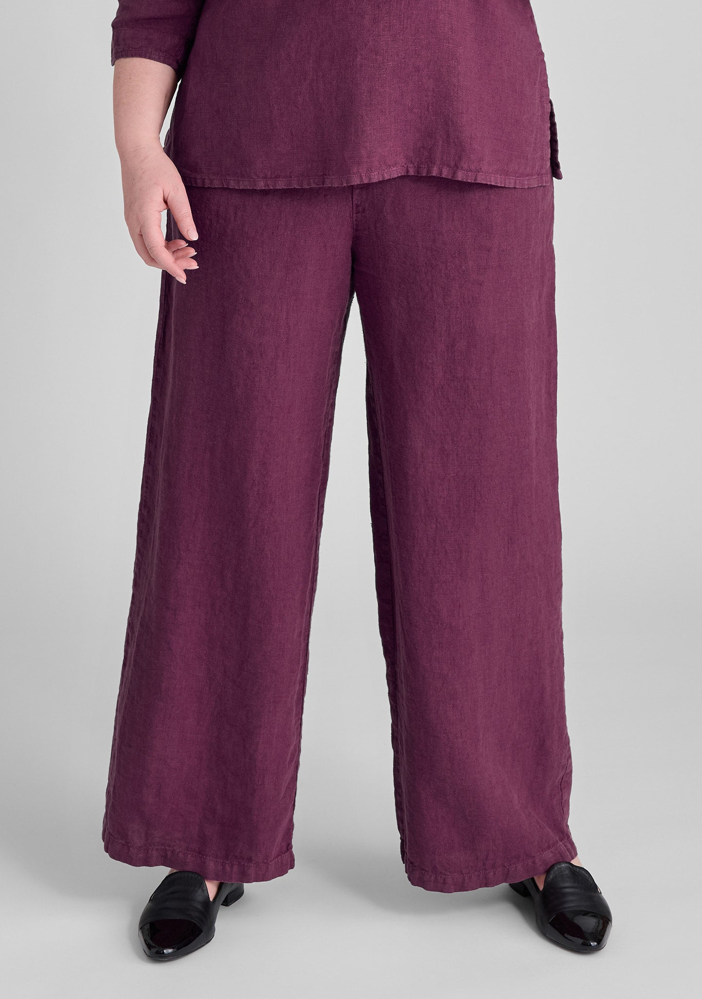 Flowing Pant - Linen Pants With Elastic Waist - Mulberry