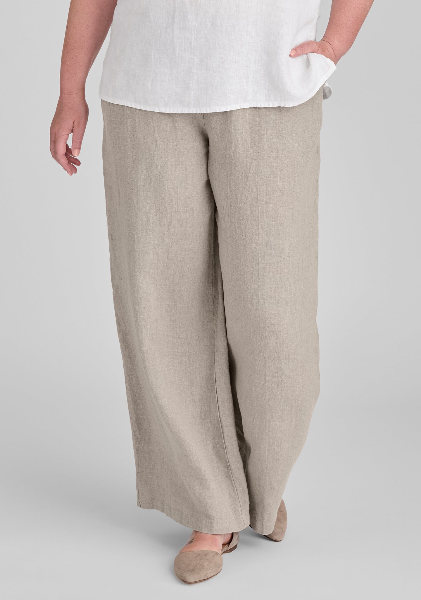 Flowing Pant - Linen Pants With Elastic Waist - Natural