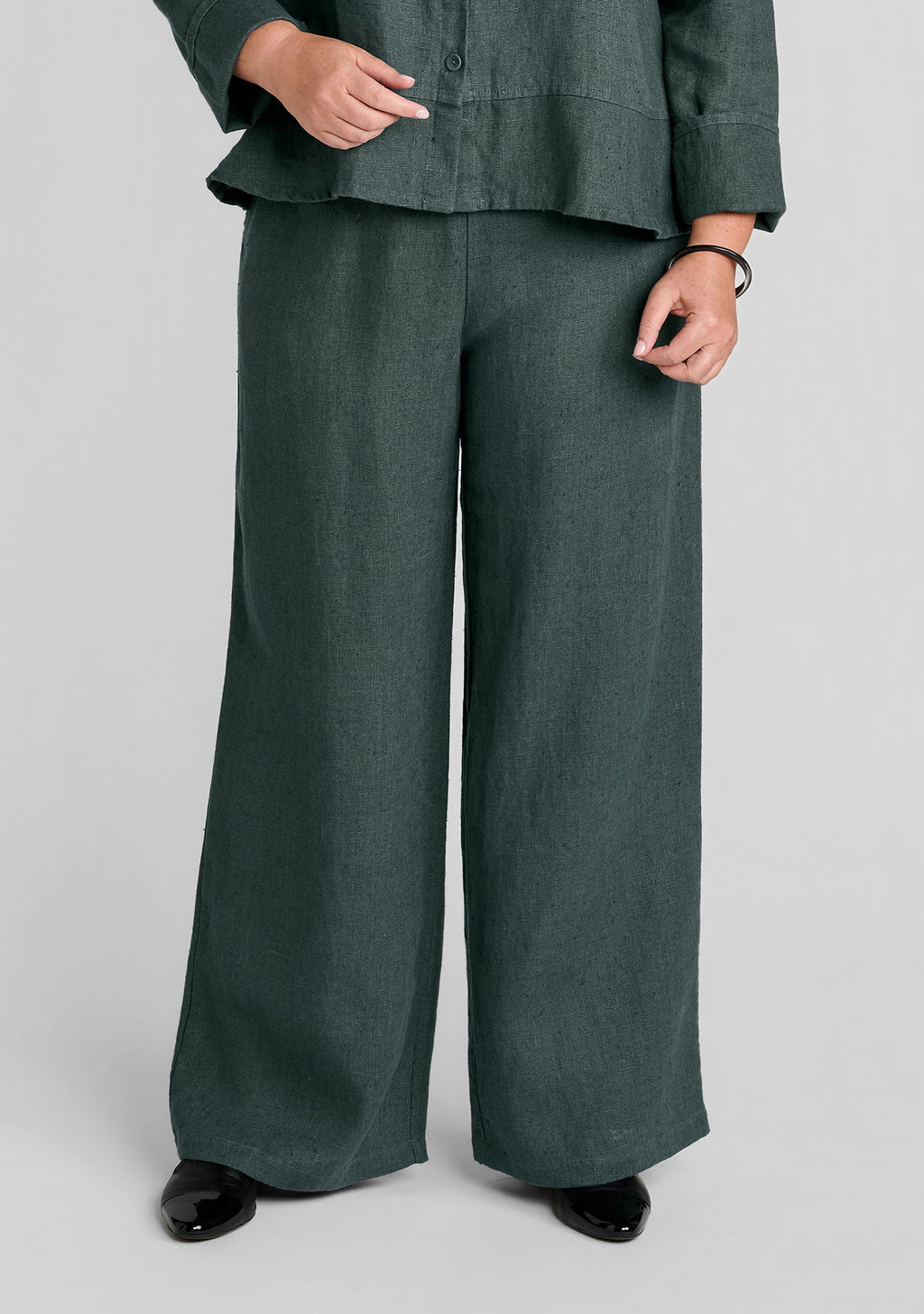 flowing pant linen pants with elastic waist green