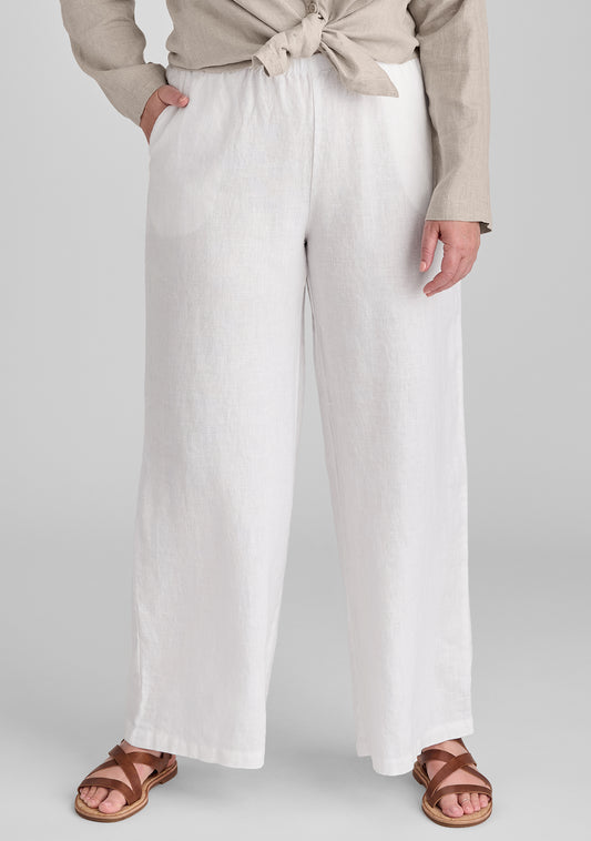 flowing pant linen pants with elastic waist white