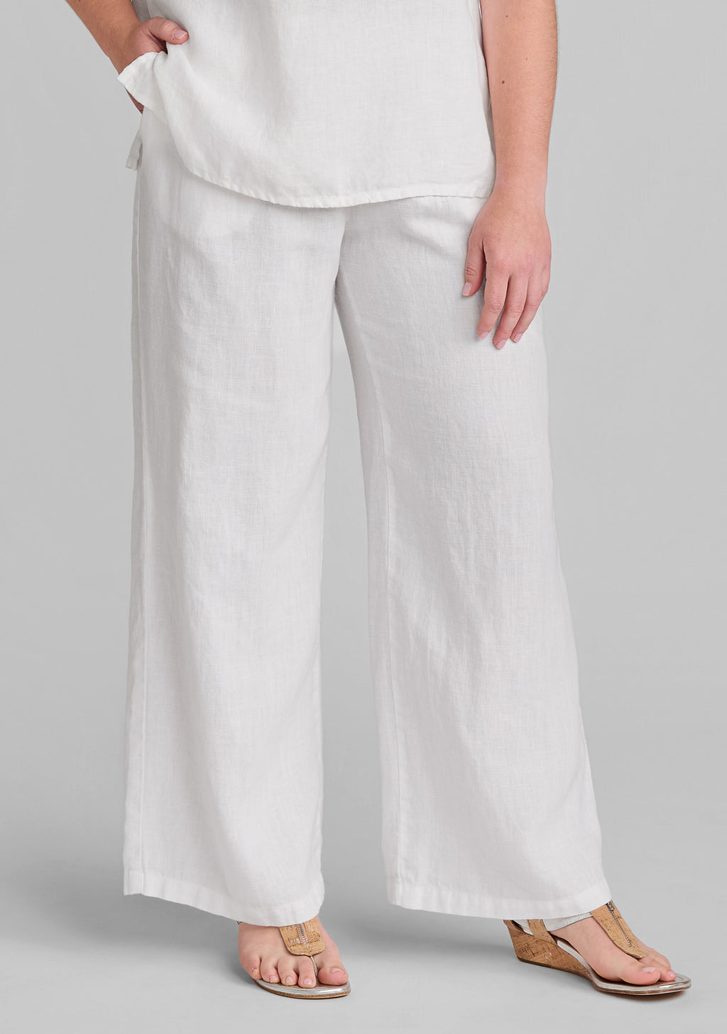 flowing pant linen pants with elastic waist details