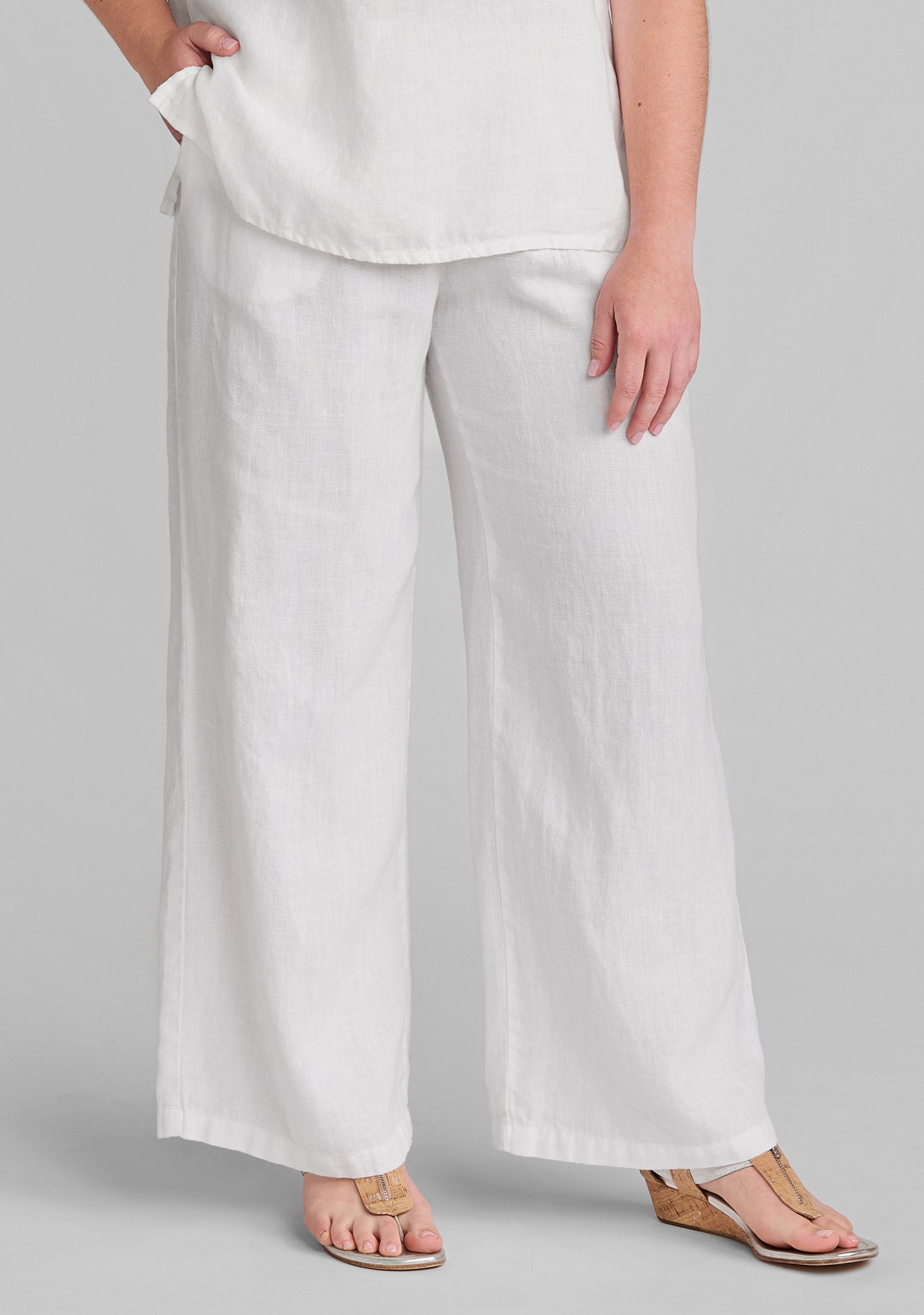flowing pant linen pants with elastic waist details