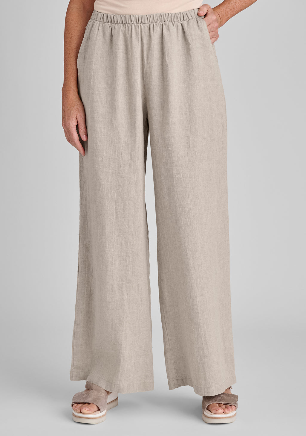 flowing pant linen pants with elastic waist details