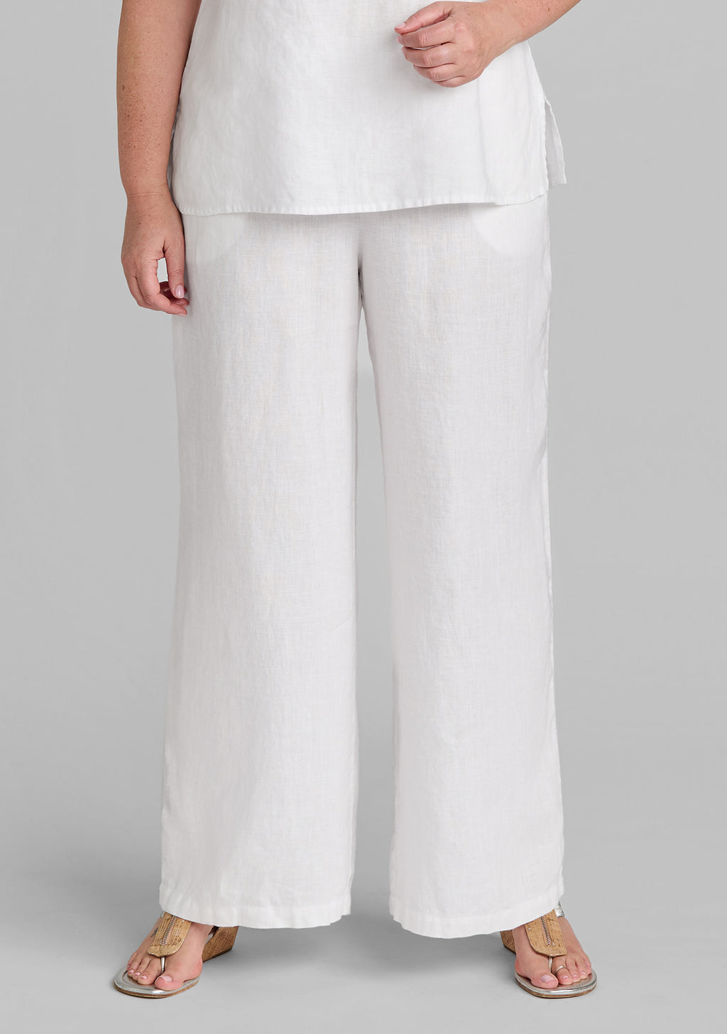flowing pant linen pants with elastic waist details
