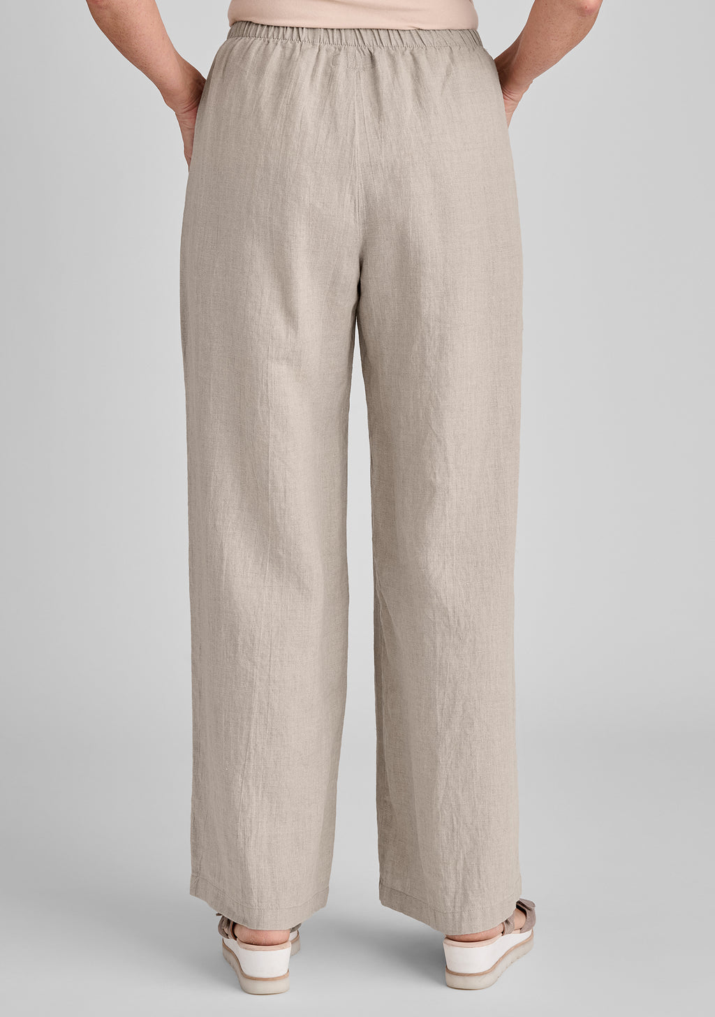 flowing pant linen pants with elastic waist details