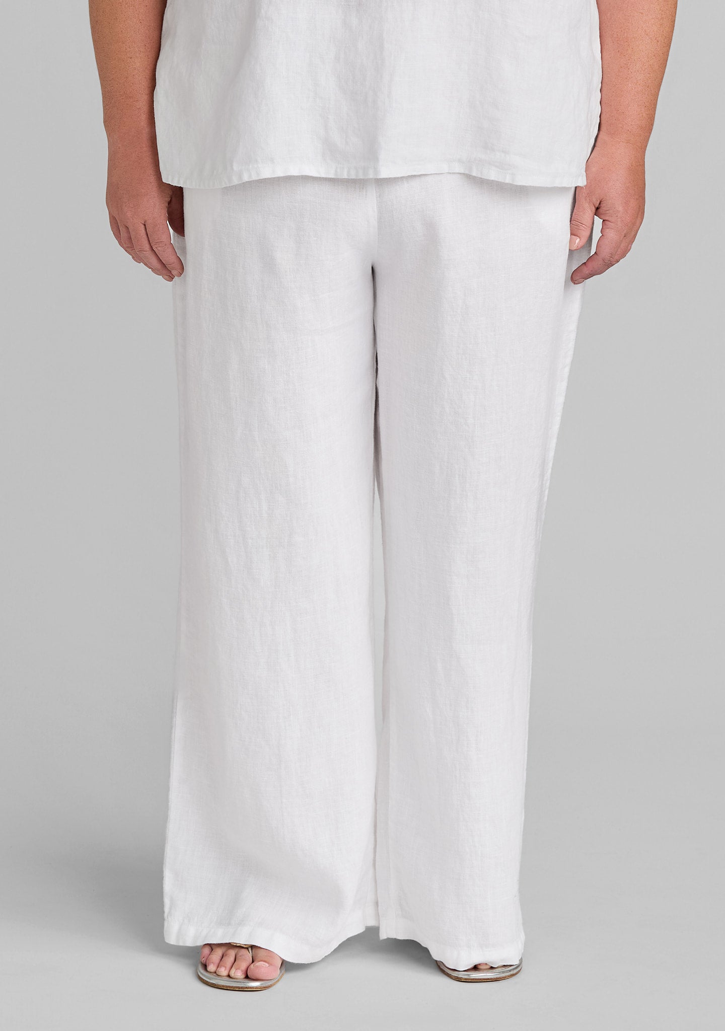 flowing pant linen pants with elastic waist details