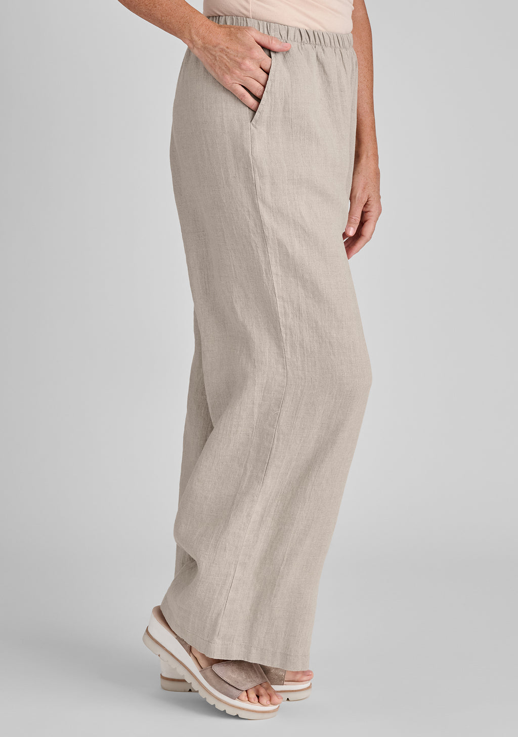 flowing pant linen pants with elastic waist details