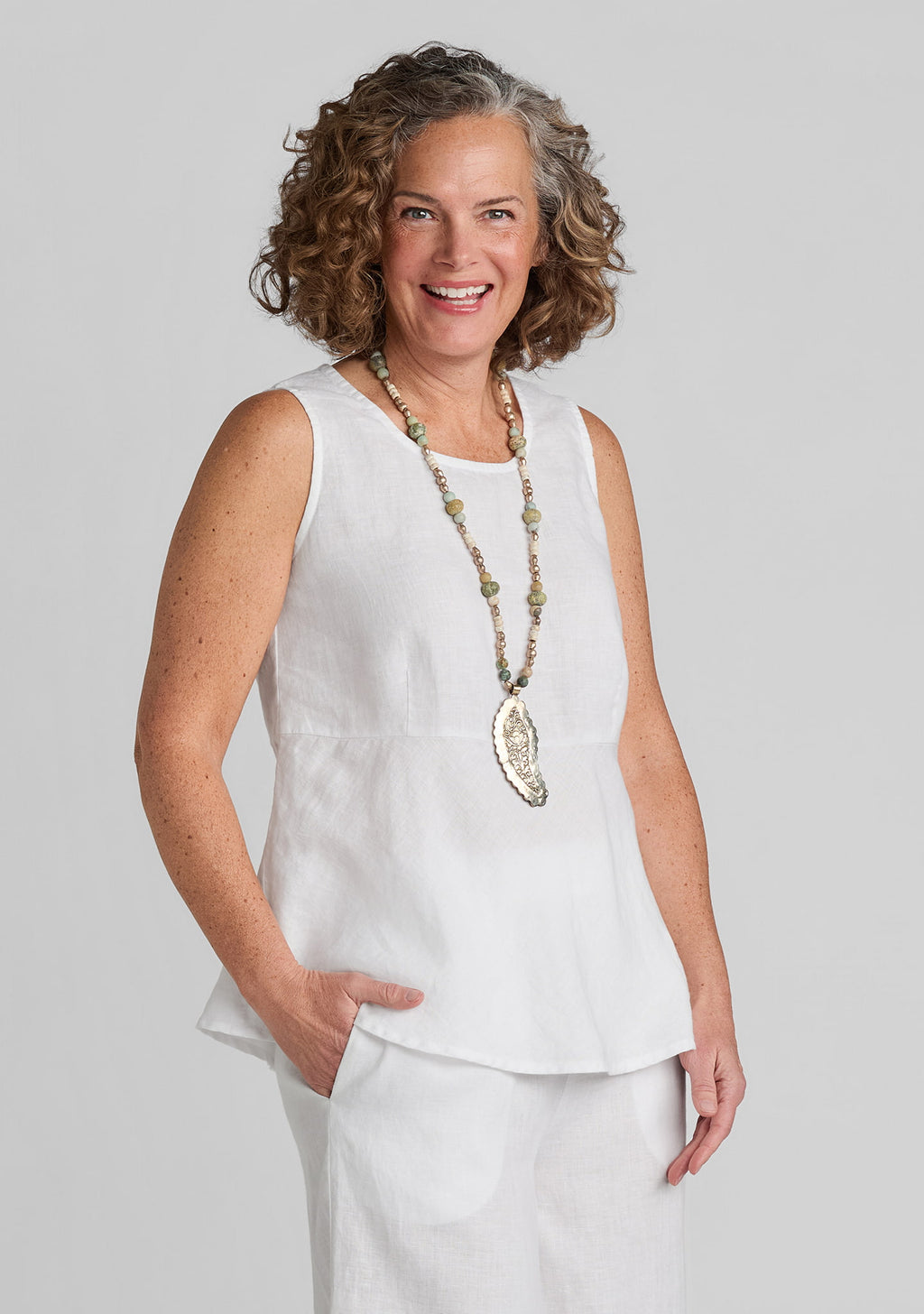 flowing tank linen tank top white