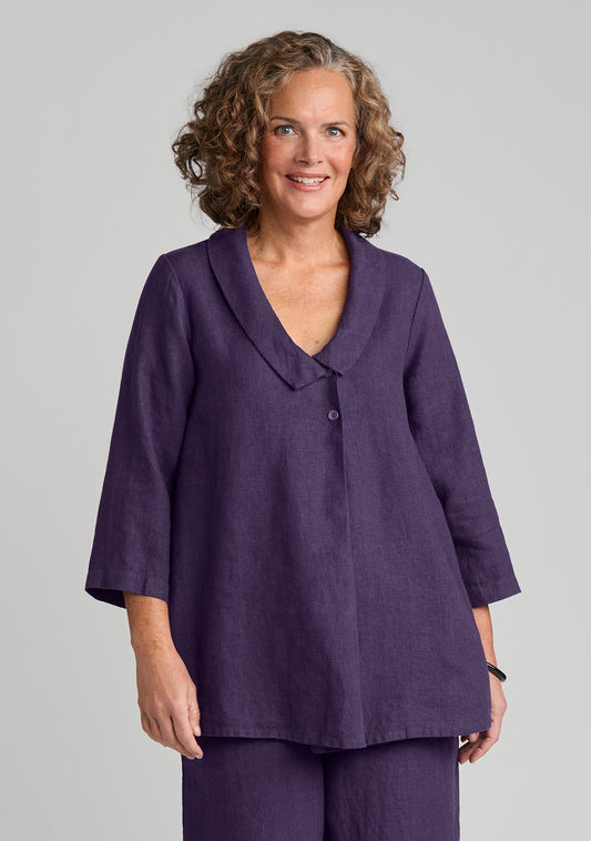 folded blouse linen pullover purple