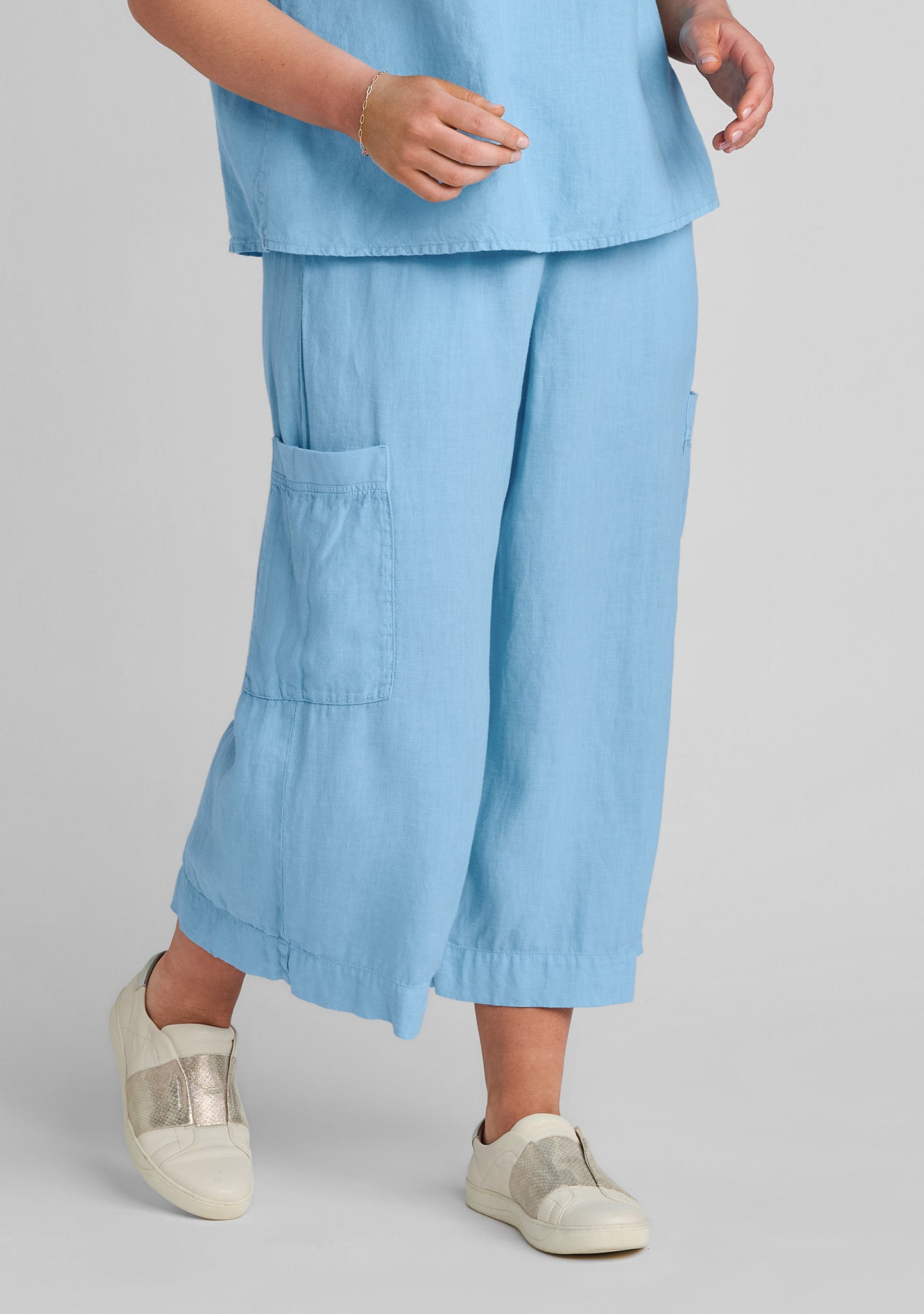 Full Time Pant - Linen Drawstring Pants - Baby Blue