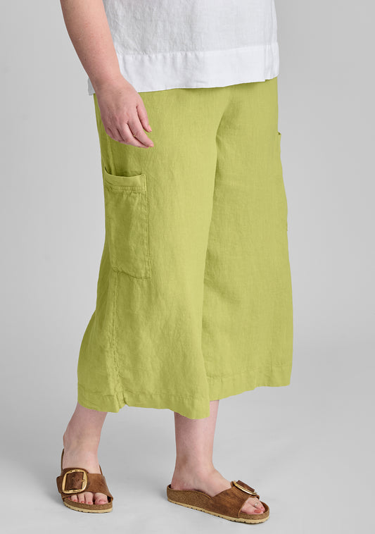 full time pant linen drawstring pants green