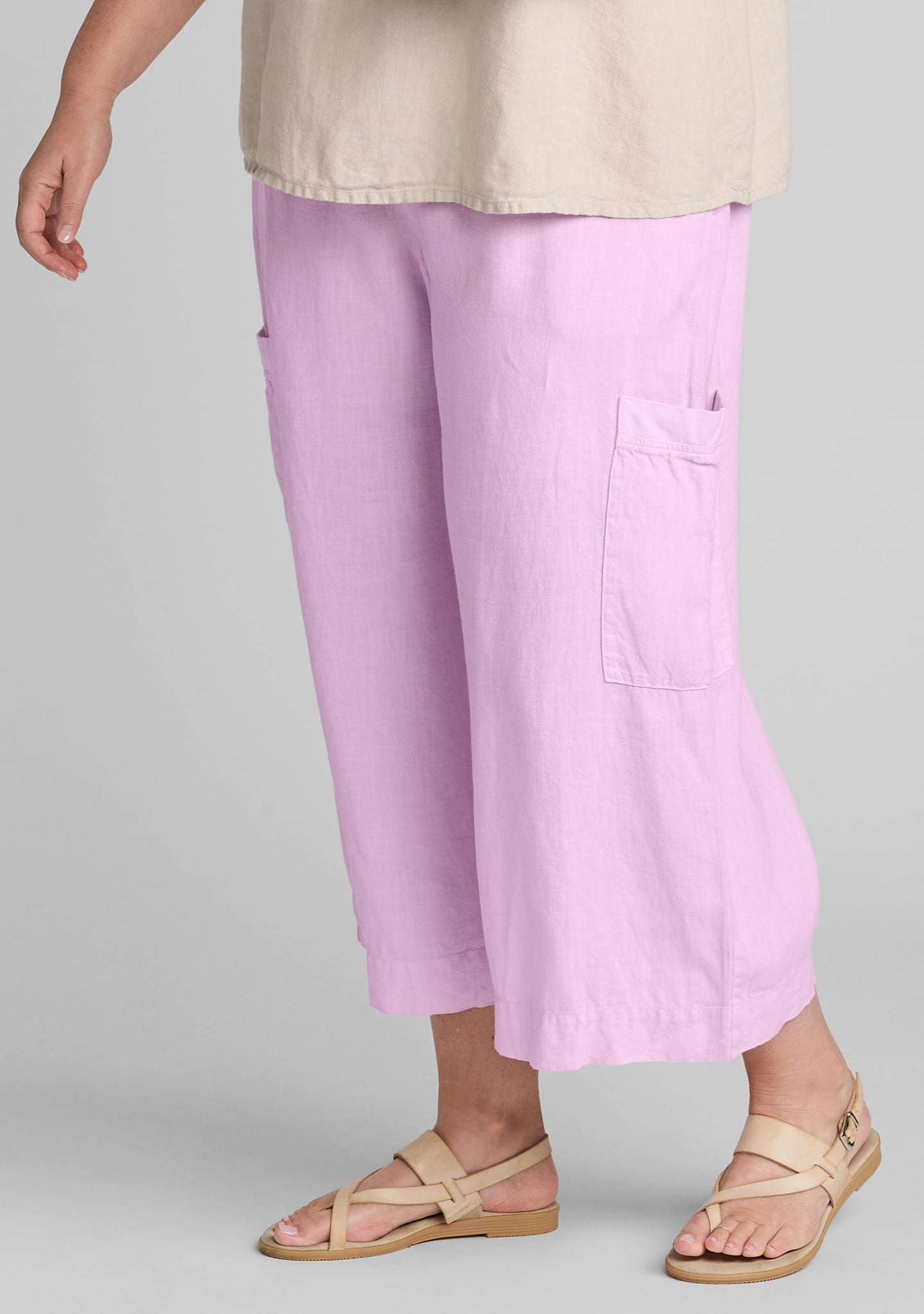 full time pant linen drawstring pant pink