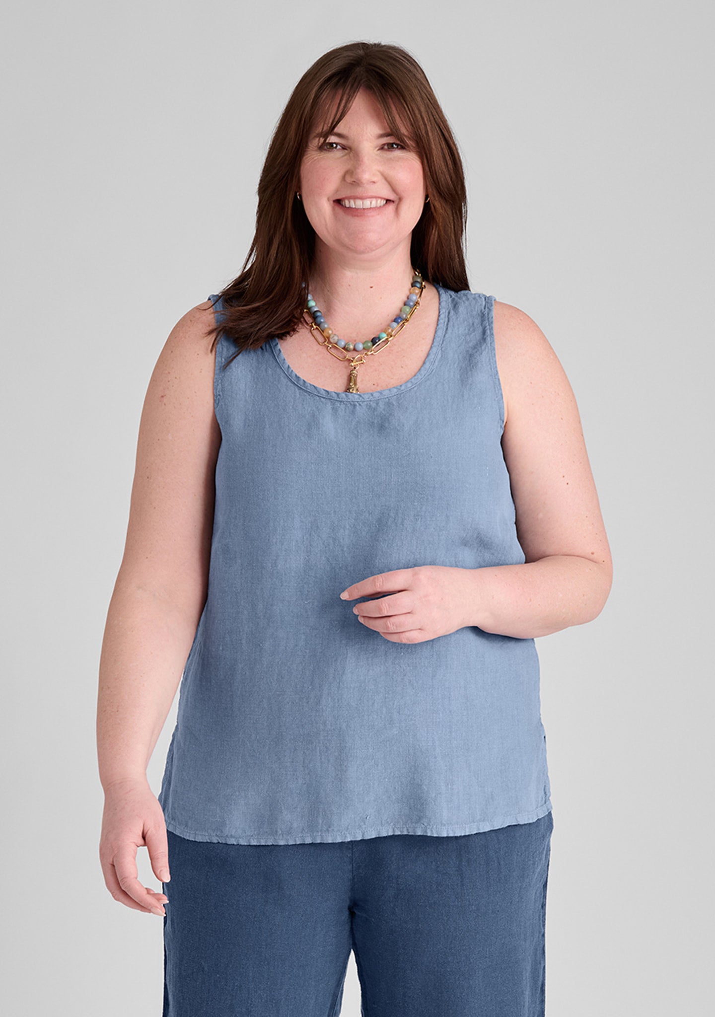 Fundamental Tank - Linen Tank Top - Cool Blue