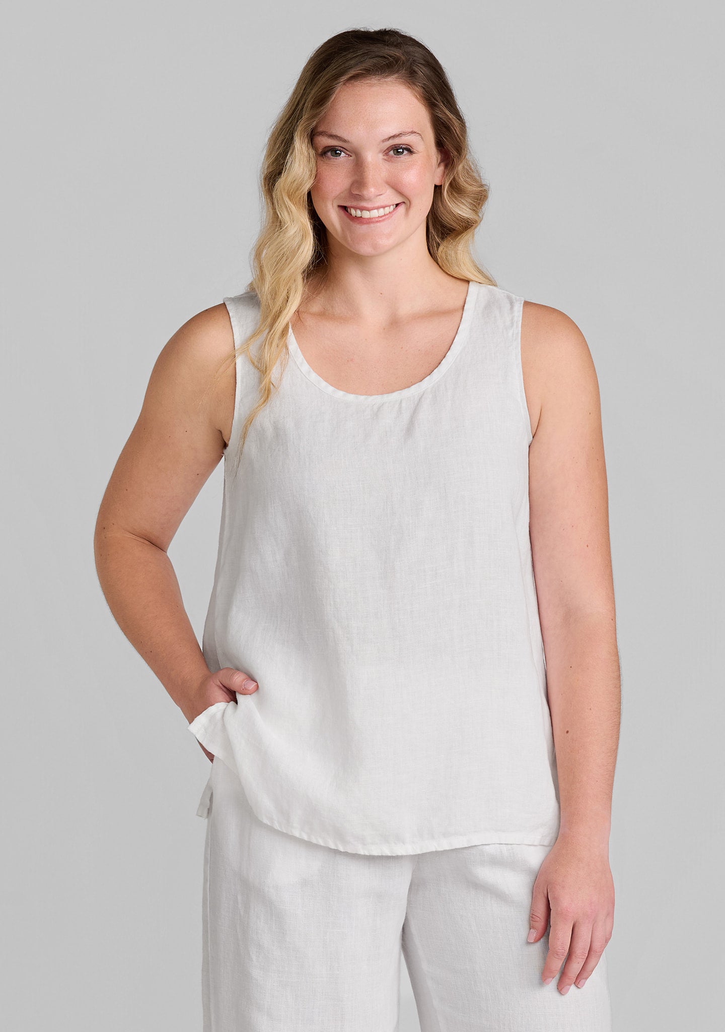 fundamental tank linen tank top white