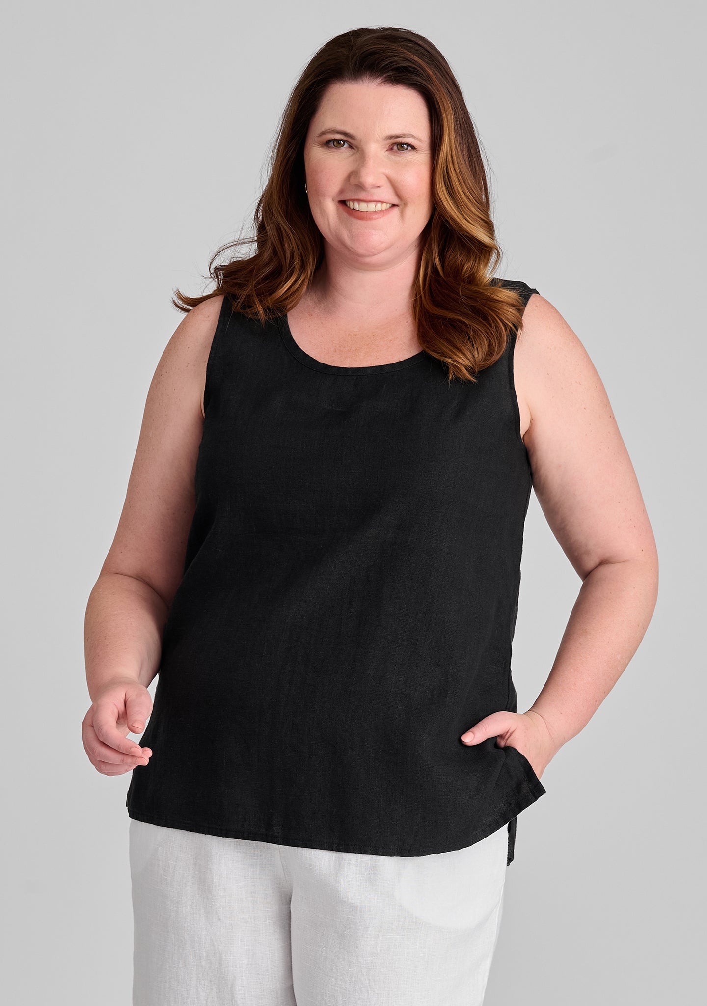 Fundamental Tank - Linen Tank Top - Black Handkerchief